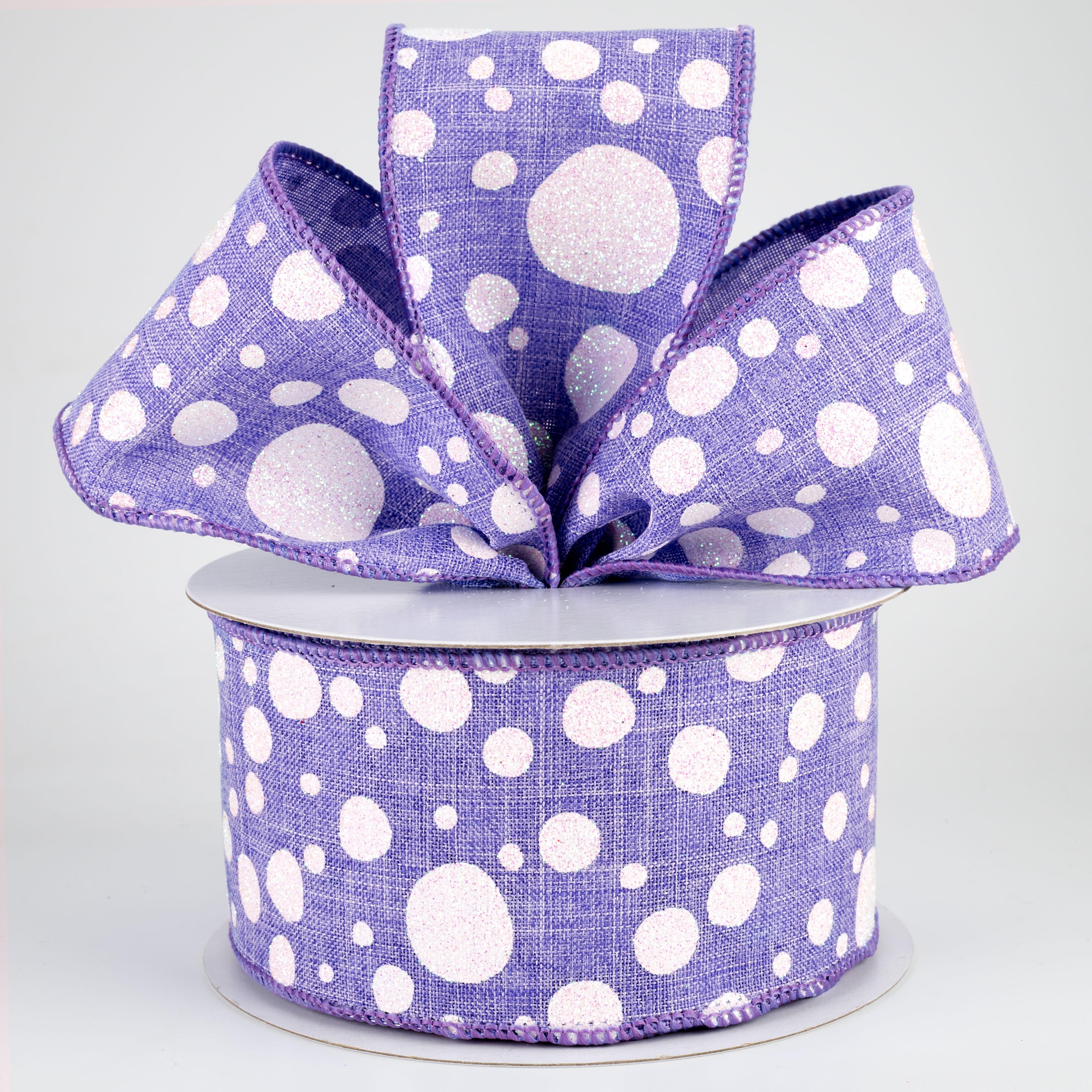 2.5" Irregular Dots Ribbon: Lavender (10 Yards) Lifestyle Photo