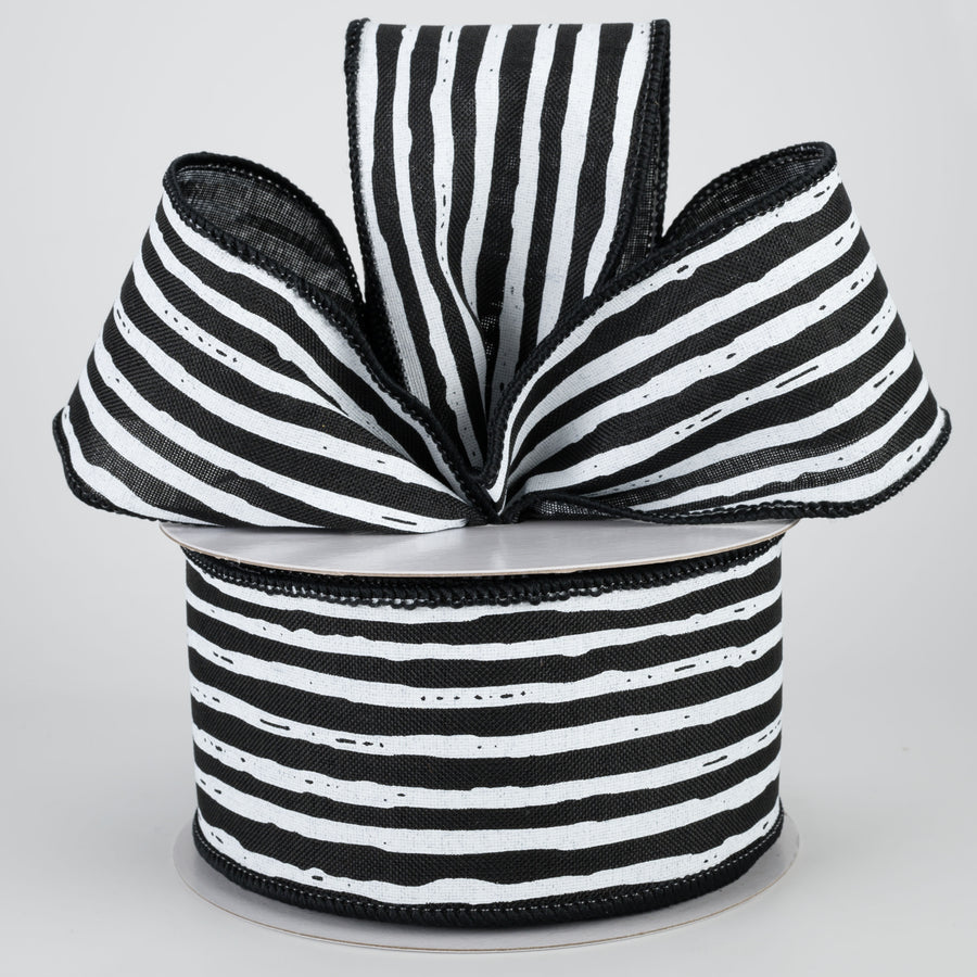 2.5" Irregular Stripes Ribbon: Black & White (10 Yards) Lifestyle Photo