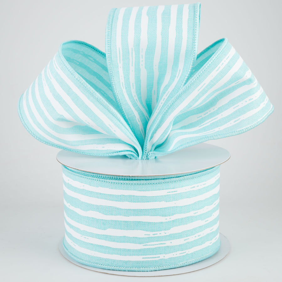 2.5" Irregular Stripes Ribbon: Ice Blue & White (10 Yards) Lifestyle Photo