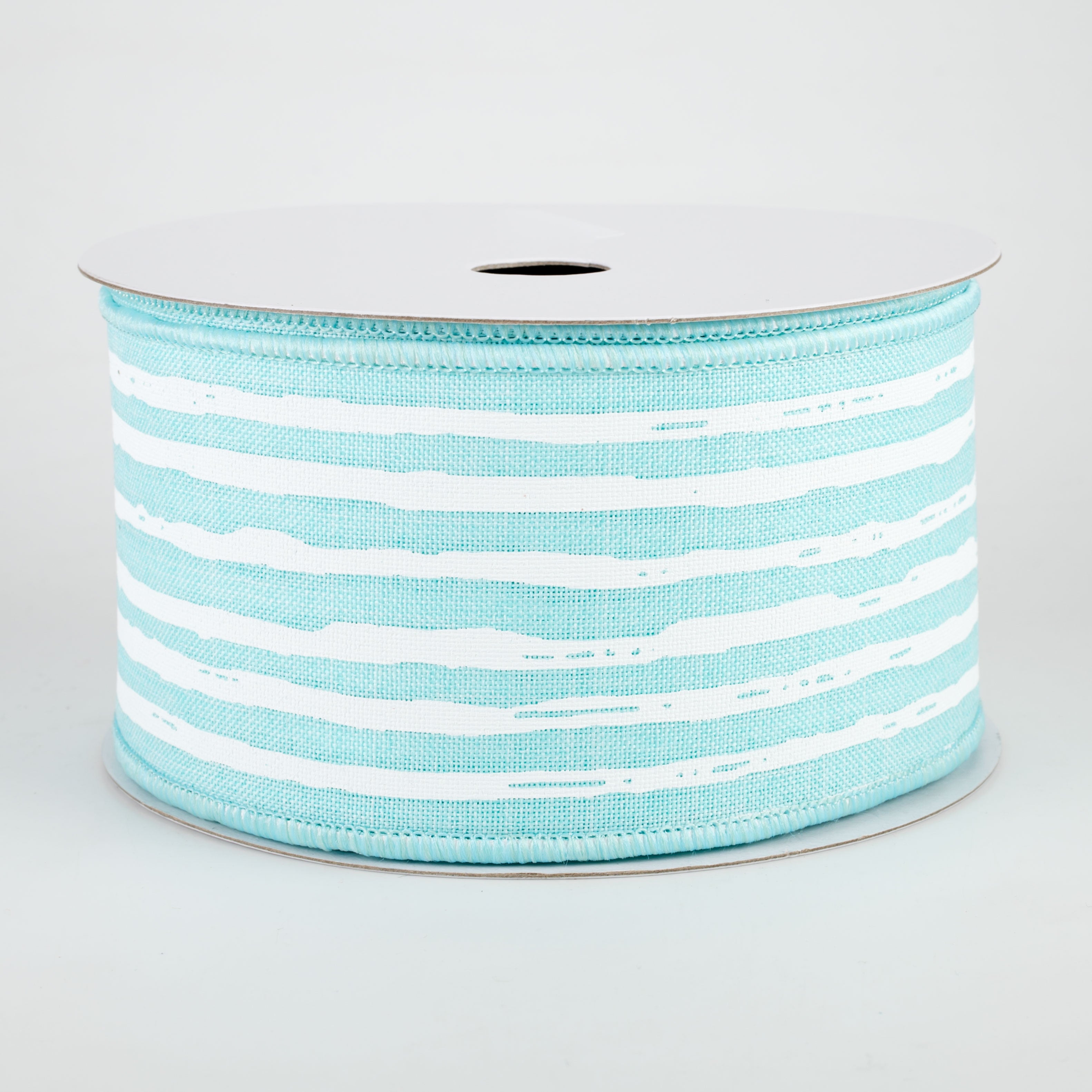 2.5" Irregular Stripes Ribbon: Ice Blue & White (10 Yards)