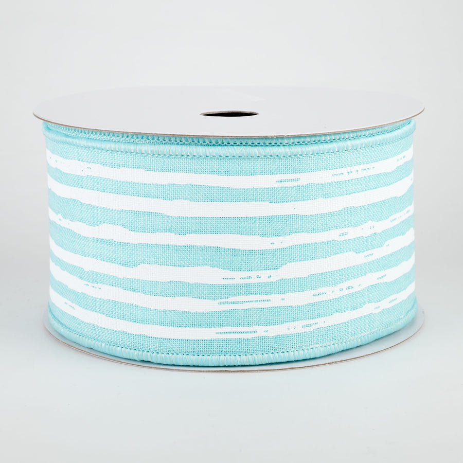 2.5" Irregular Stripes Ribbon: Ice Blue & White (10 Yards)