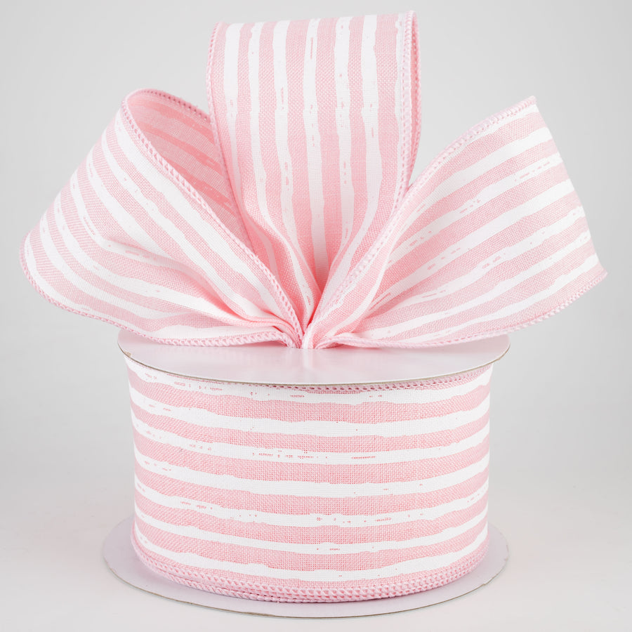 2.5" Irregular Stripes Ribbon: Pale Pink & White (10 Yards) Lifestyle Photo