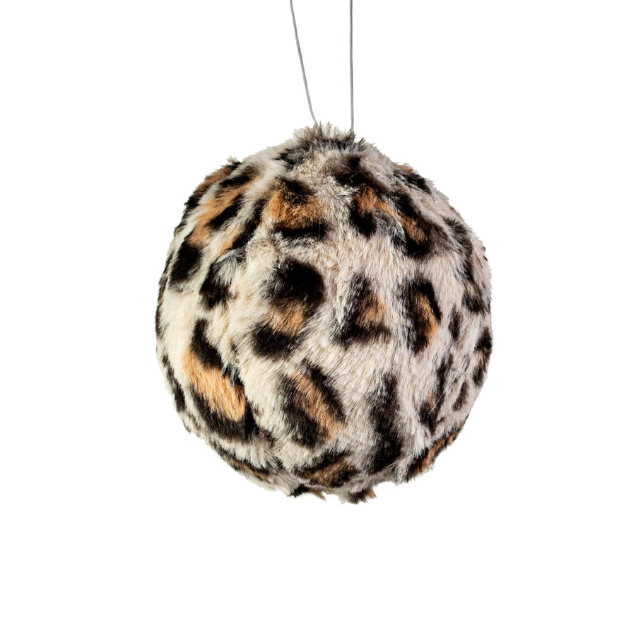 4.5" Ivory Cheetah Fur Ball Ornament Item Number: 133099