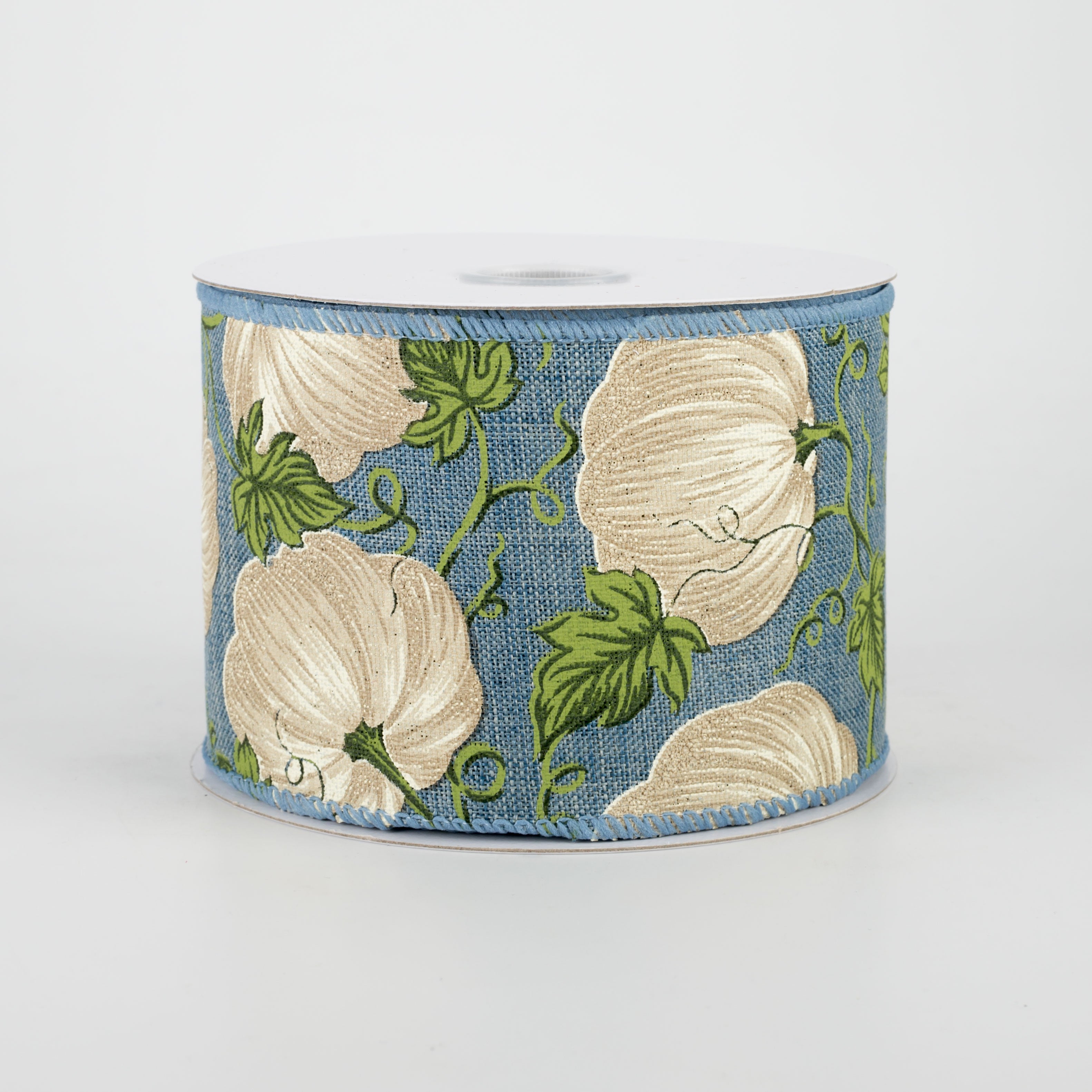 2.5" Ivory Pumpkin Ribbon: Denim (10 Yards)