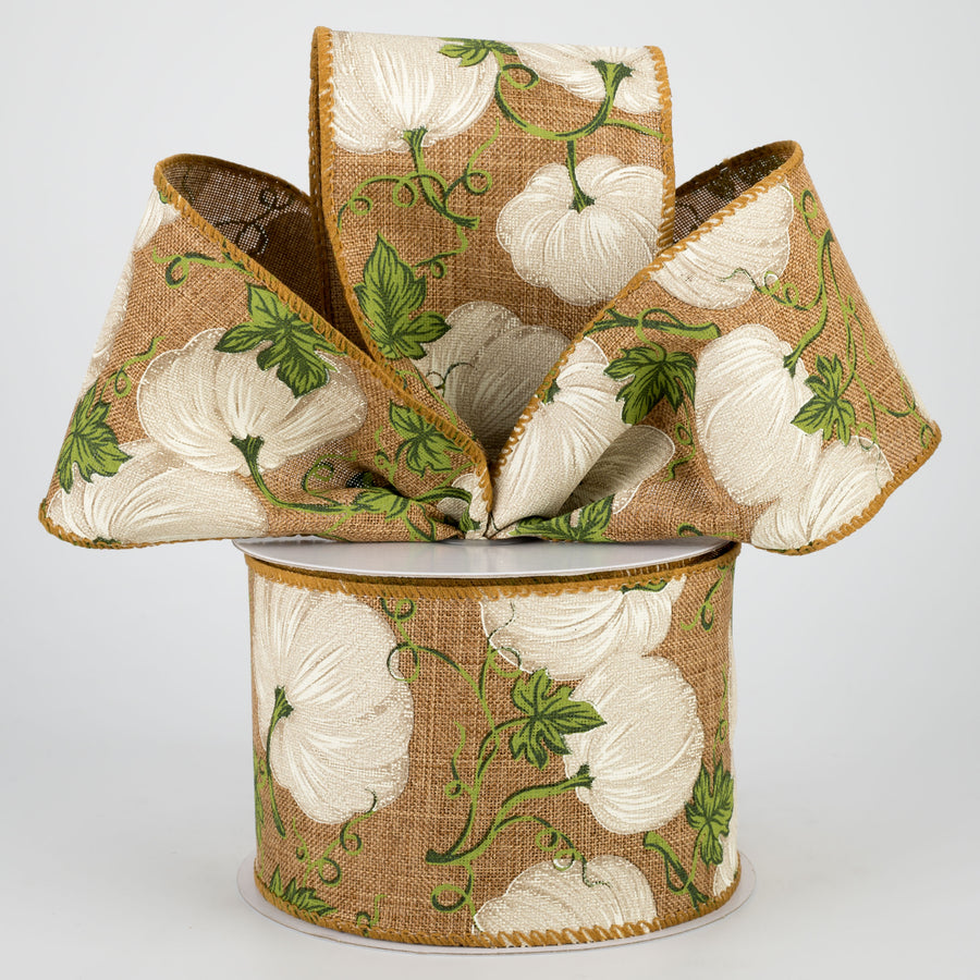 2.5" Ivory Pumpkin Ribbon: Natural (10 Yards) Lifestyle Photo