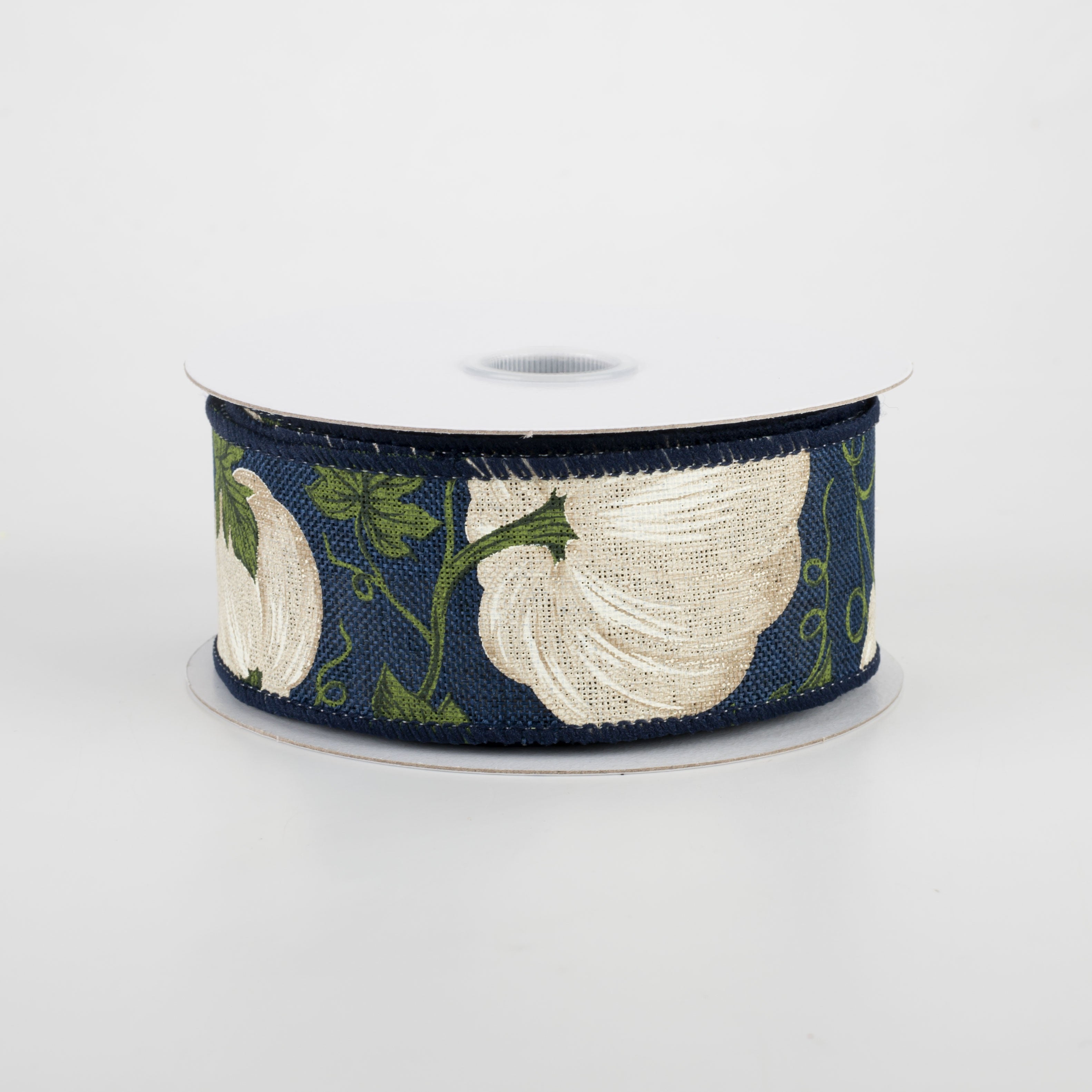 1.5" Ivory Pumpkin Ribbon: Navy (10 Yards)