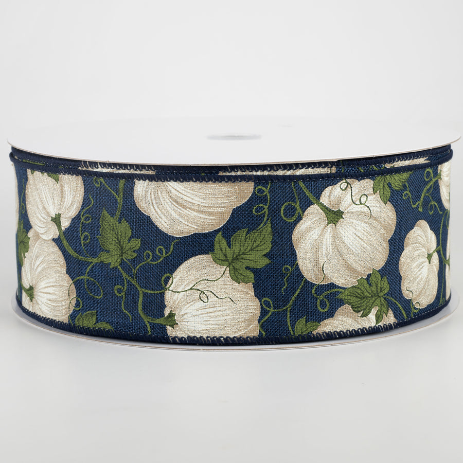 2.5" Ivory Pumpkin Ribbon: Navy (50 Yards) Item Number: 861-40-161