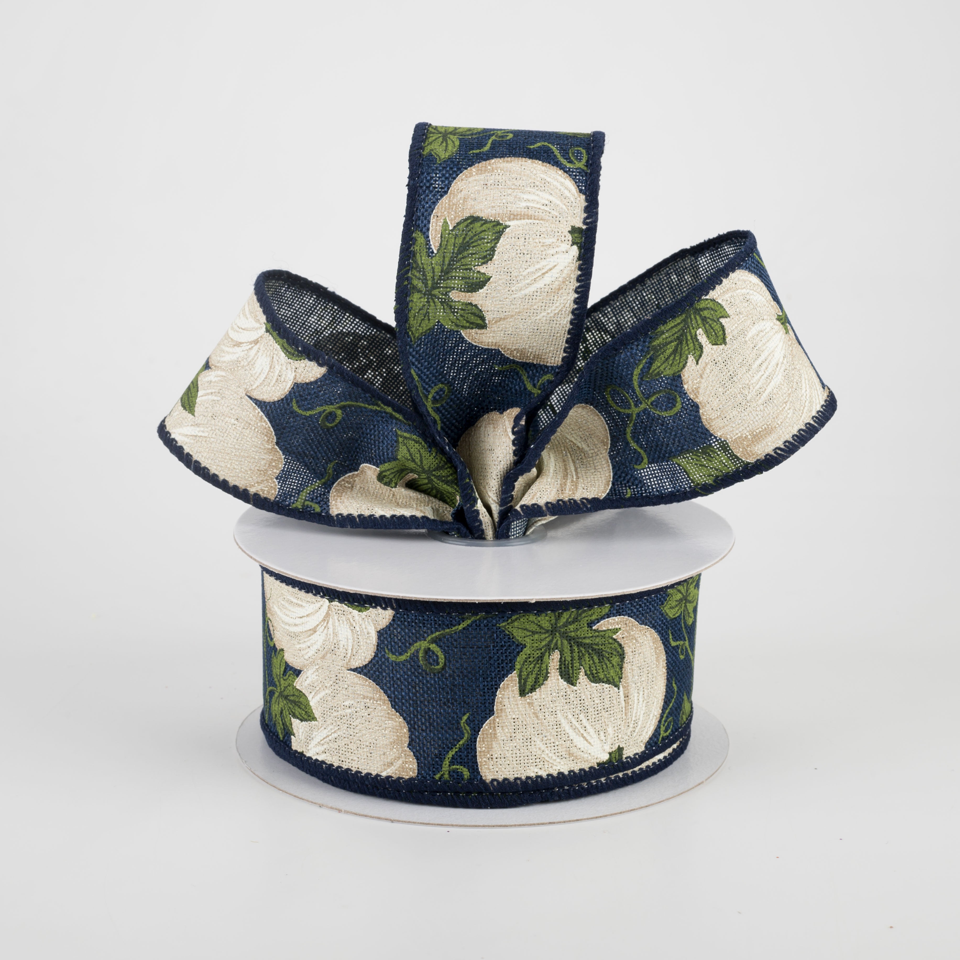 1.5" Ivory Pumpkin Ribbon: Navy (10 Yards) Lifestyle Photo