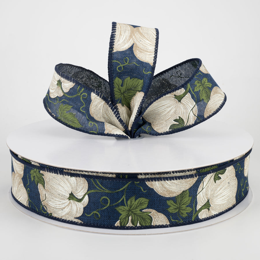 1.5" Ivory Pumpkin Ribbon: Navy (50 Yards) Lifestyle Photo