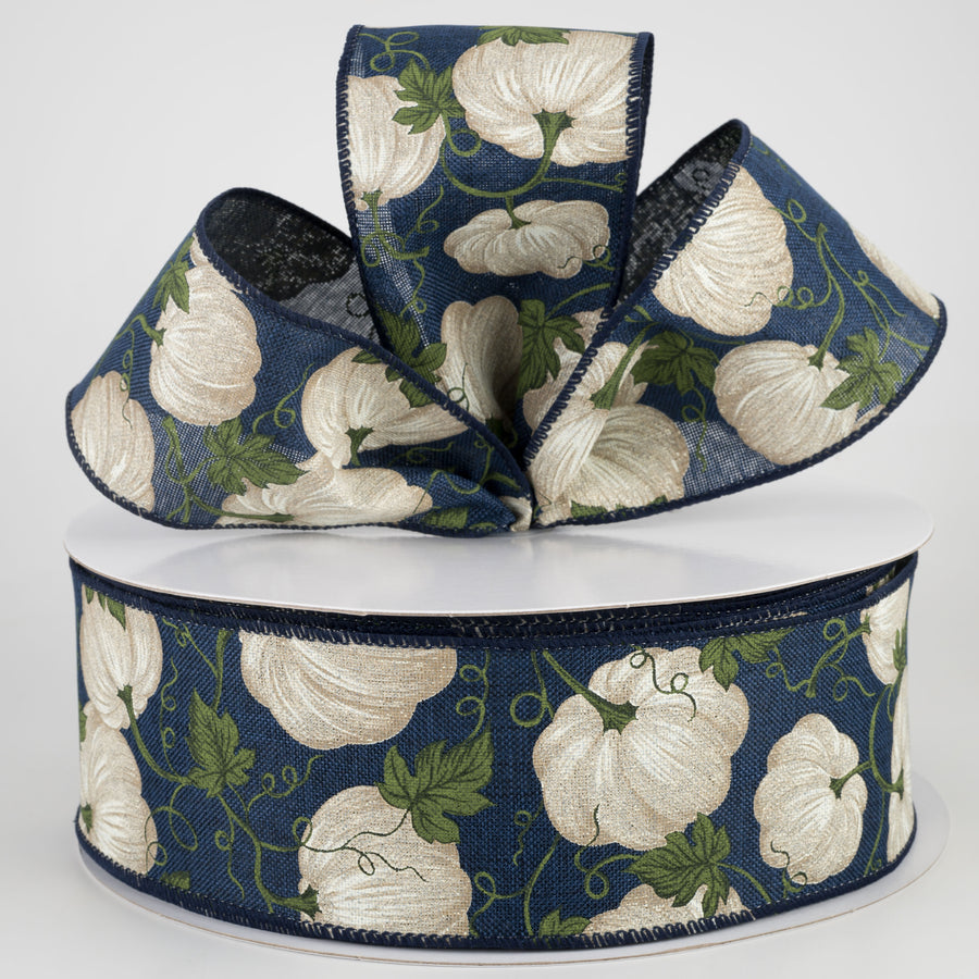 2.5" Ivory Pumpkin Ribbon: Navy (50 Yards) Lifestyle Photo