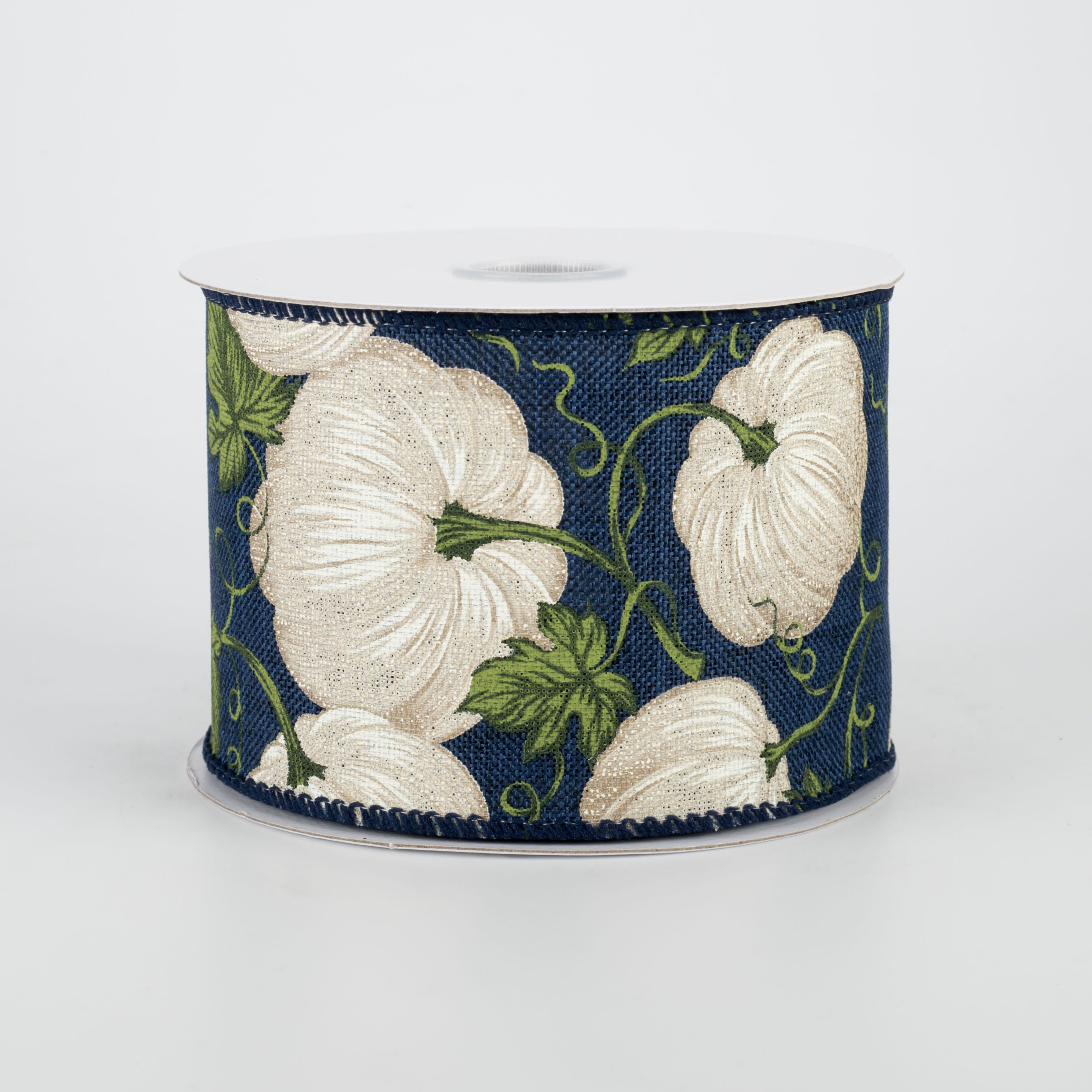 2.5"  Ivory Pumpkin Ribbon: Navy (10 Yards)