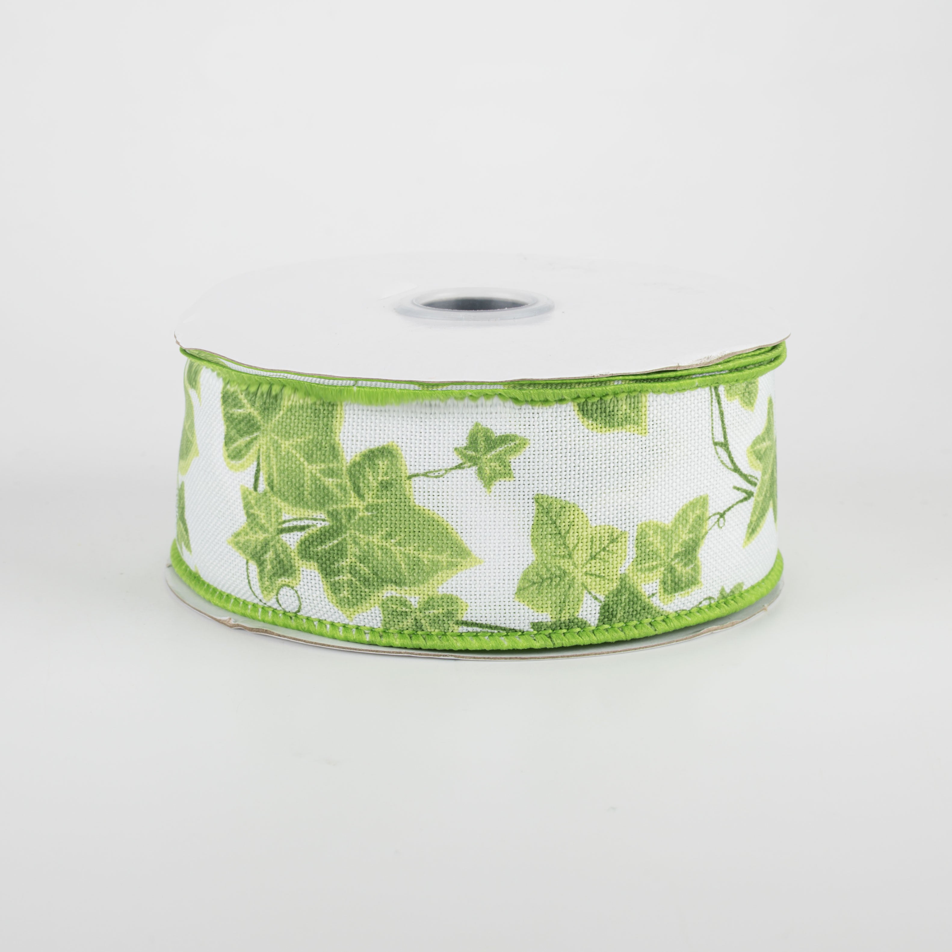 1.5" Ivy Leaves Ribbon: White (10 Yards)