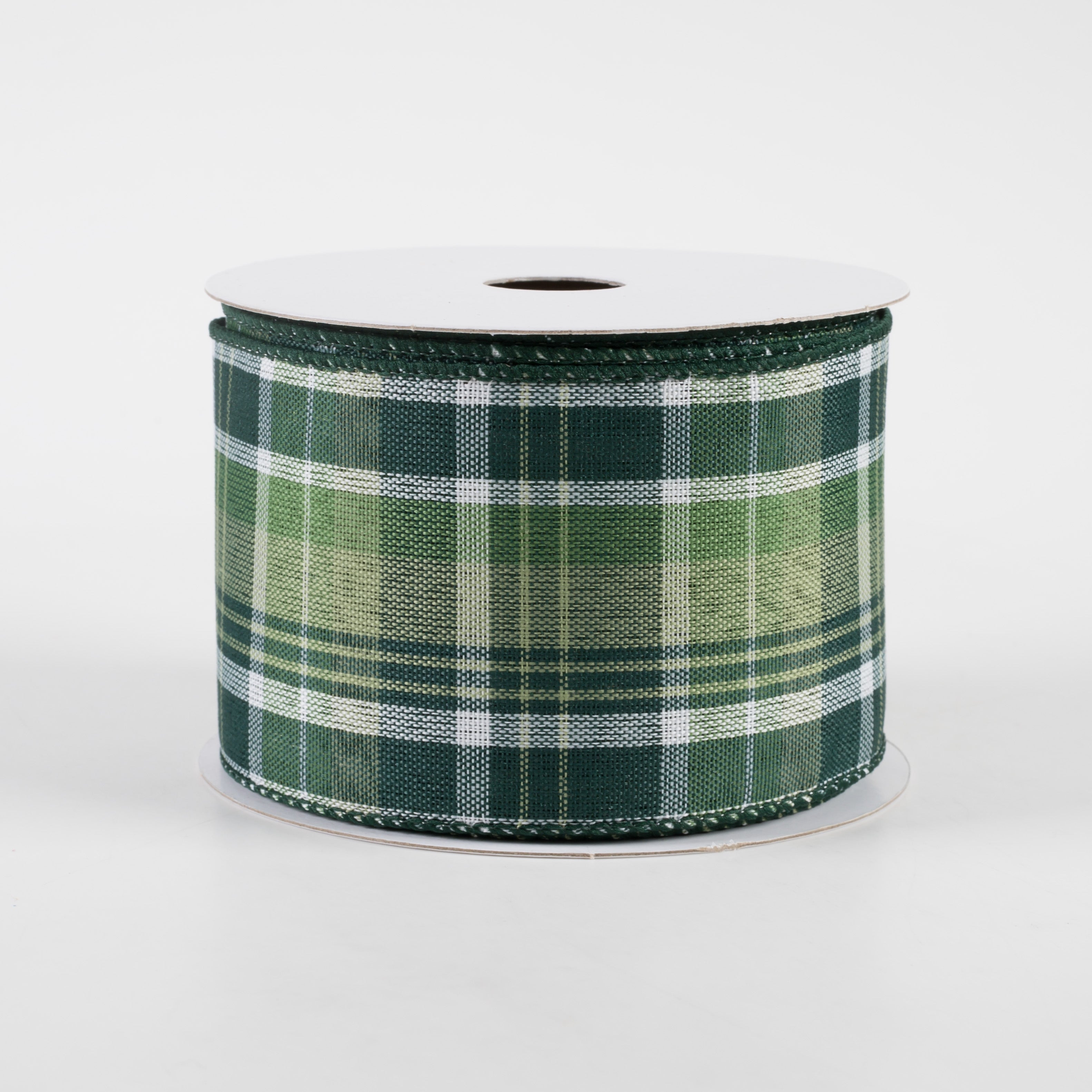 2.5" Jamie Plaid Ribbon: Moss, Sage, Hunter Green (10 Yards)