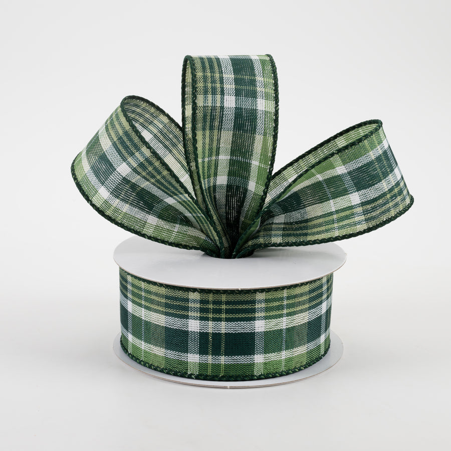 1.5" Jamie Plaid Ribbon: Moss, Sage, Hunter Green (10 Yards) Lifestyle Photo