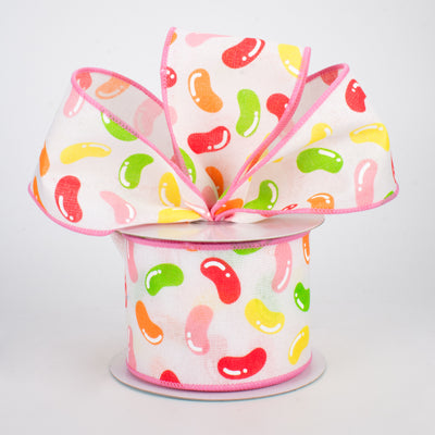 2.5" Jelly Beans Ribbon: Pink & White (10 Yards) Lifestyle Photo