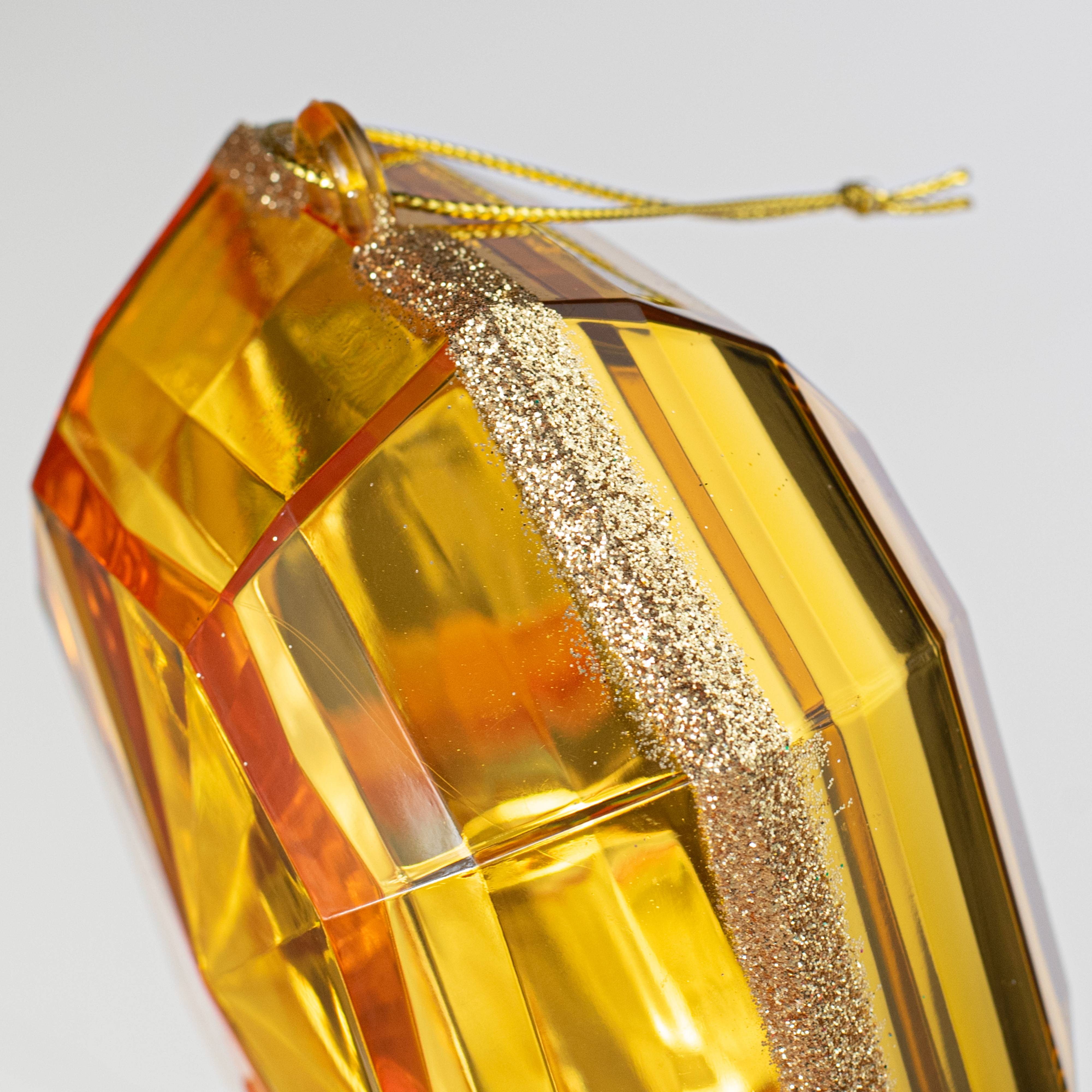 6" Jewel Gem Ornament: Gold detail photo 3