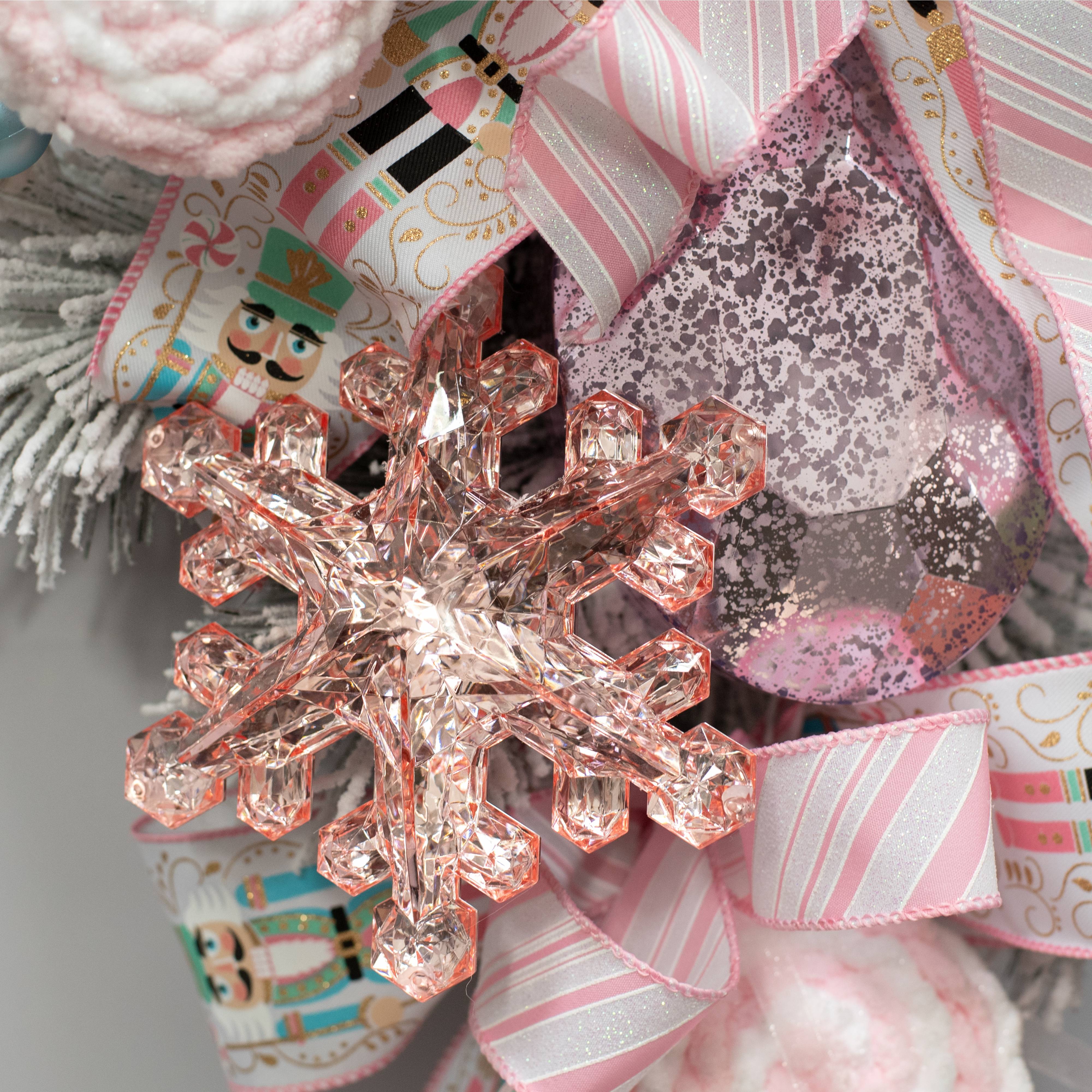 6" Jewel Snowflake Ornament: Pink detail photo 5