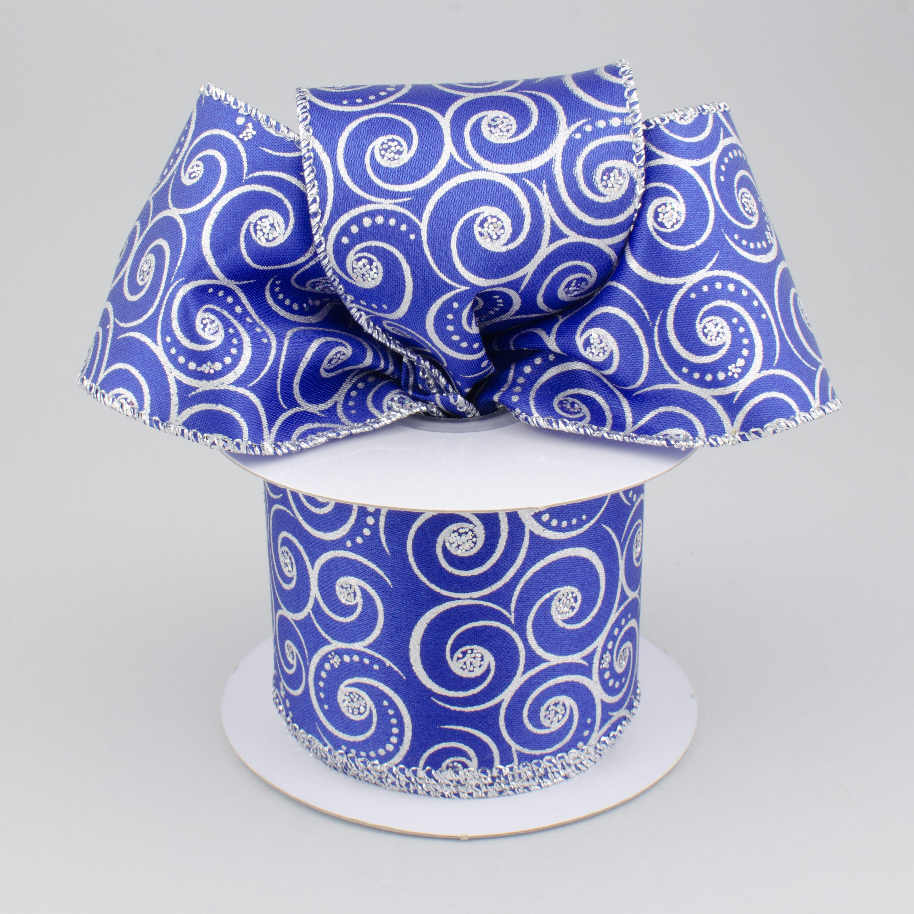2.5" Jewel Swirl Dot Ribbon: Royal Blue (10 Yards) Lifestyle Photo