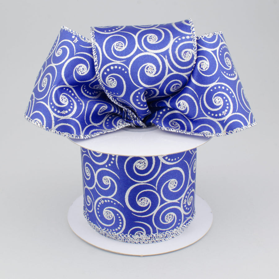 2.5" Jewel Swirl Dot Ribbon: Royal Blue (10 Yards) Lifestyle Photo