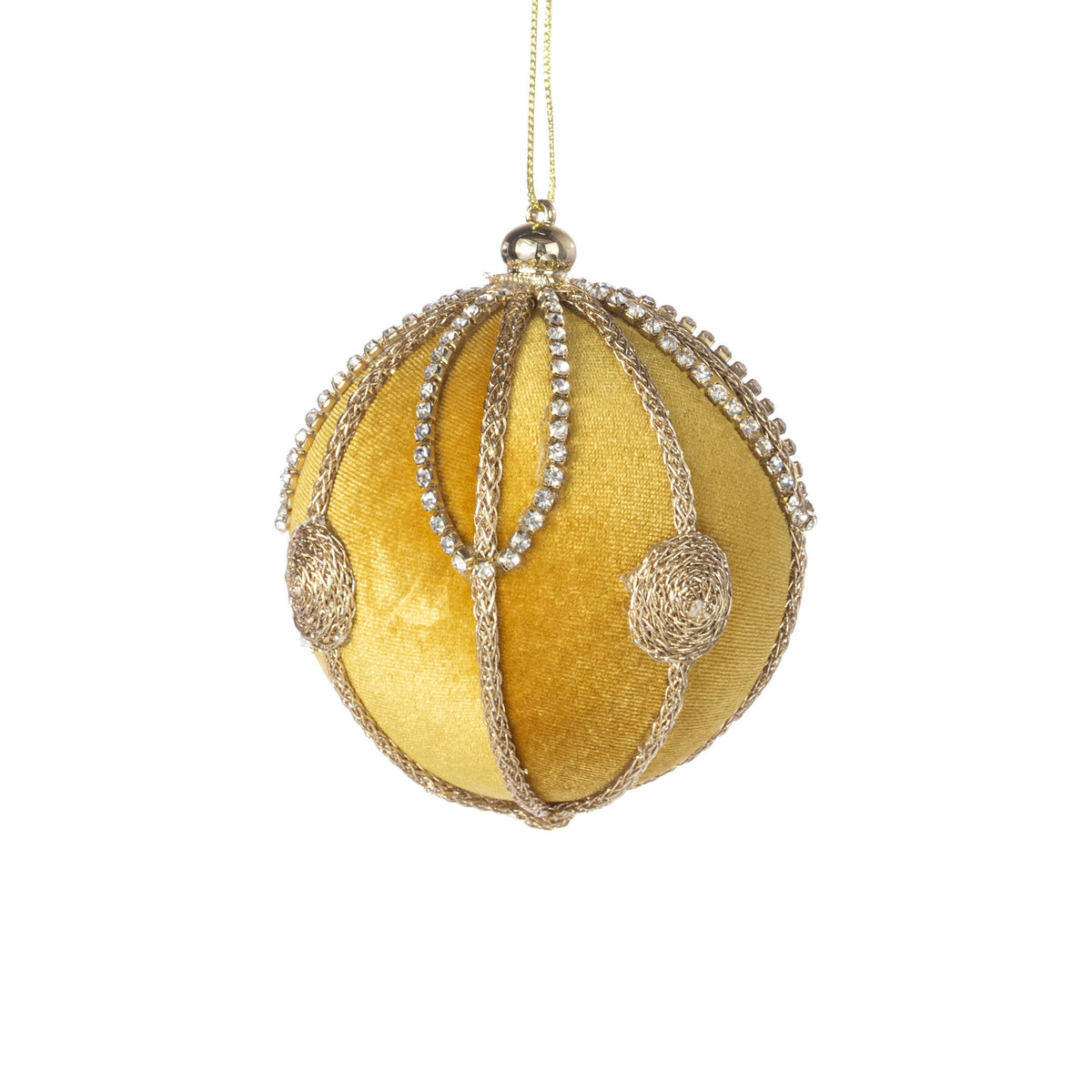 4" Jeweled Chain Velvet Ball Ornament: Gold Item Number: 2828393GD