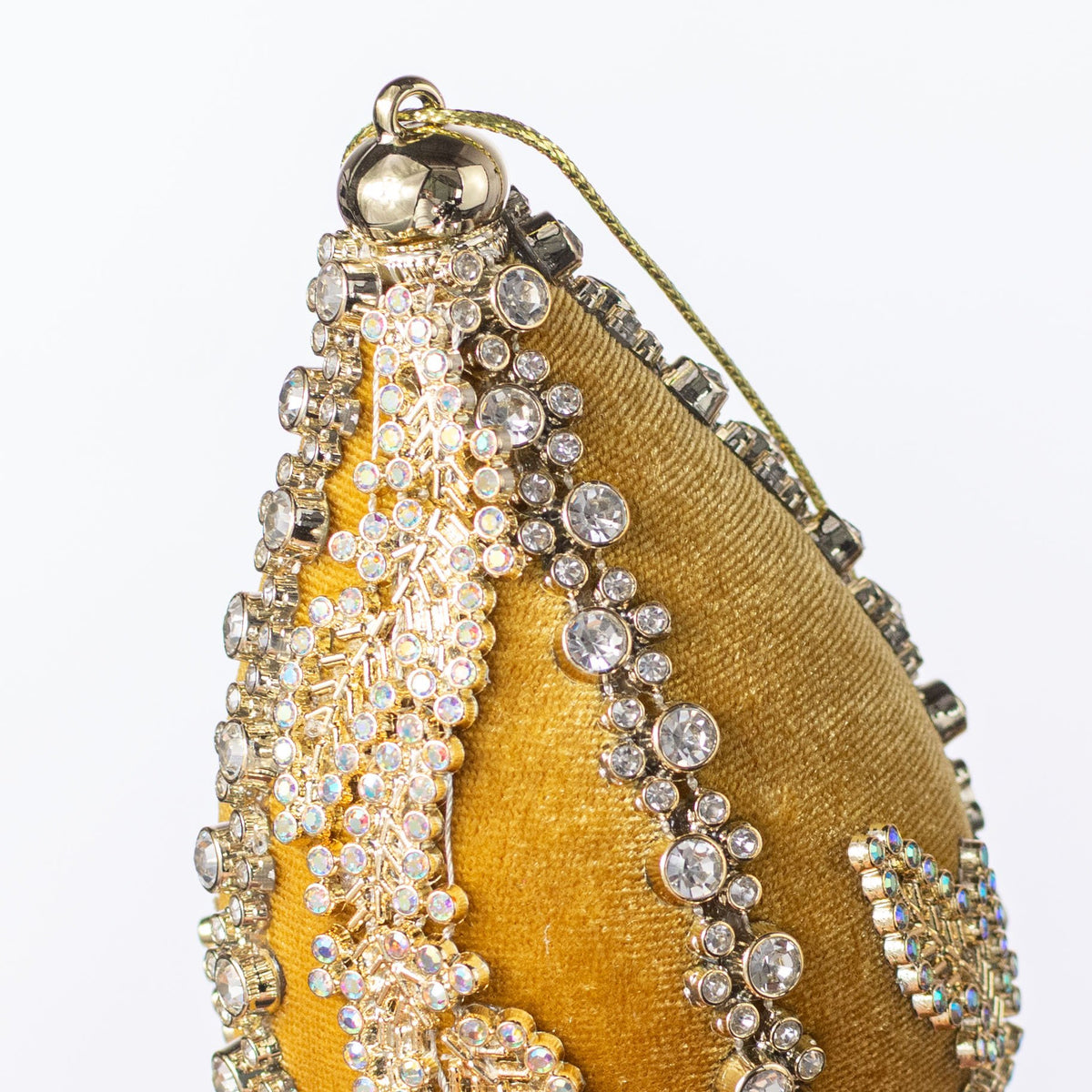 6" Jeweled Diamond Finial Ornament: Gold detail photo 3