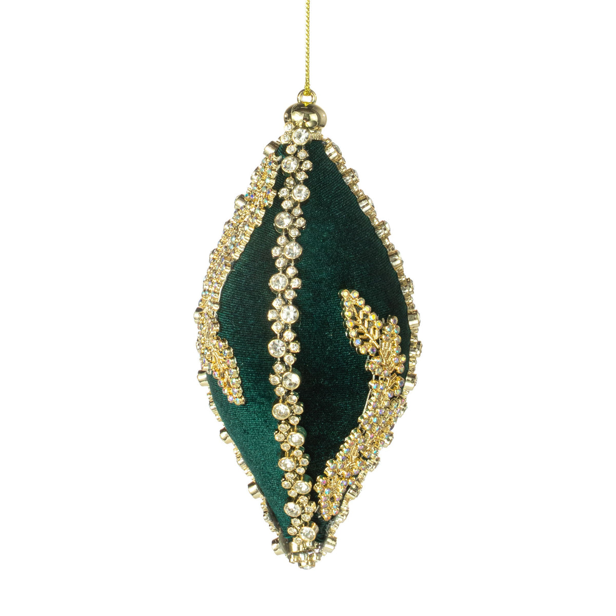 6" Jeweled Diamond Finial Ornament: Green & Gold Item Number: 2828405GG