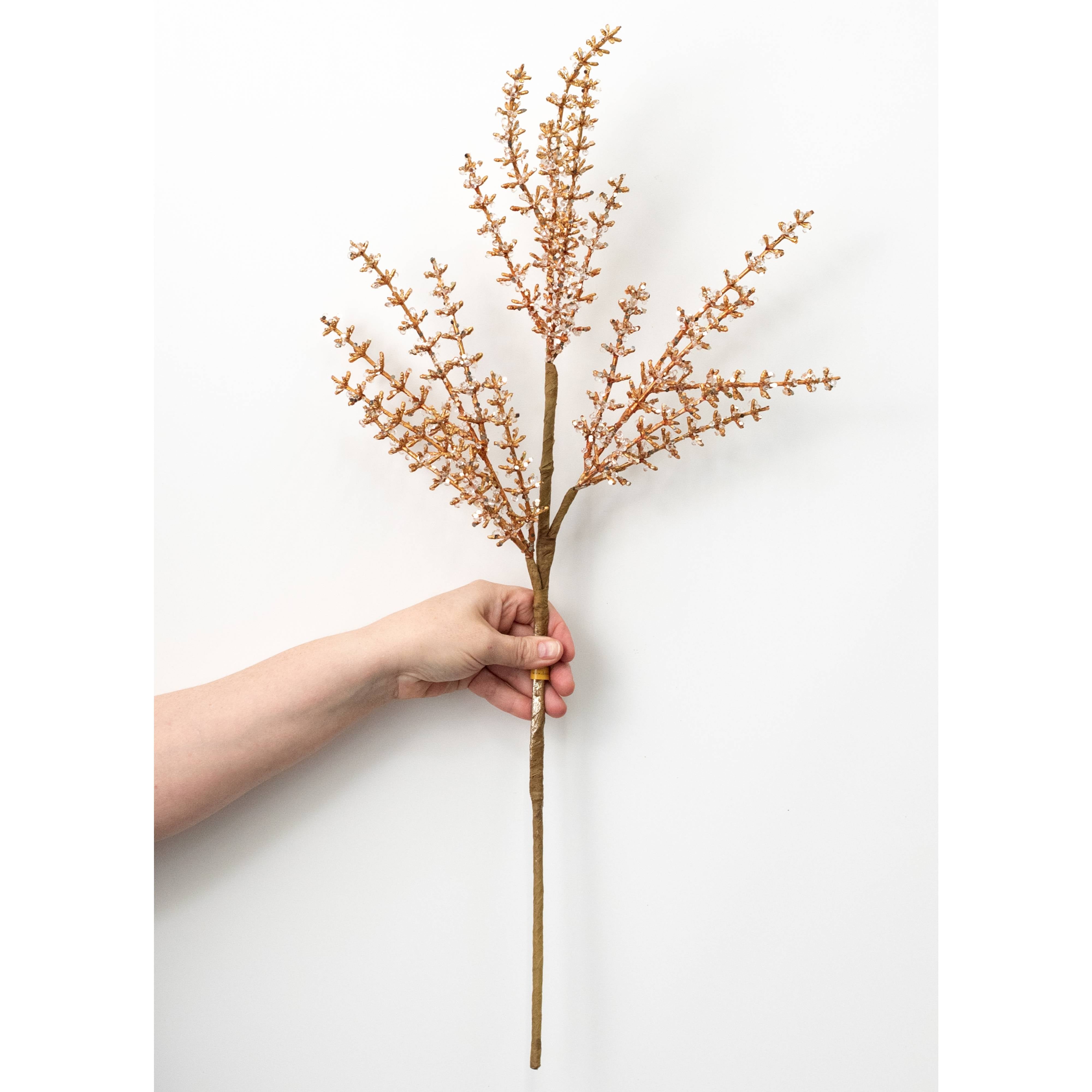 26" Jeweled Leaf Spray: Gold detail photo 3
