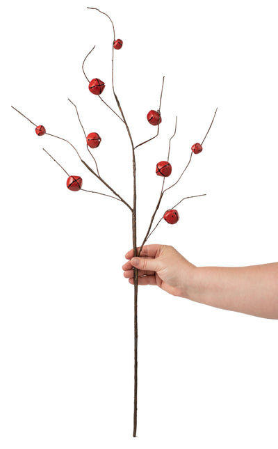30" Jingle Bell Curly Twig Spray: Red Lifestyle Photo