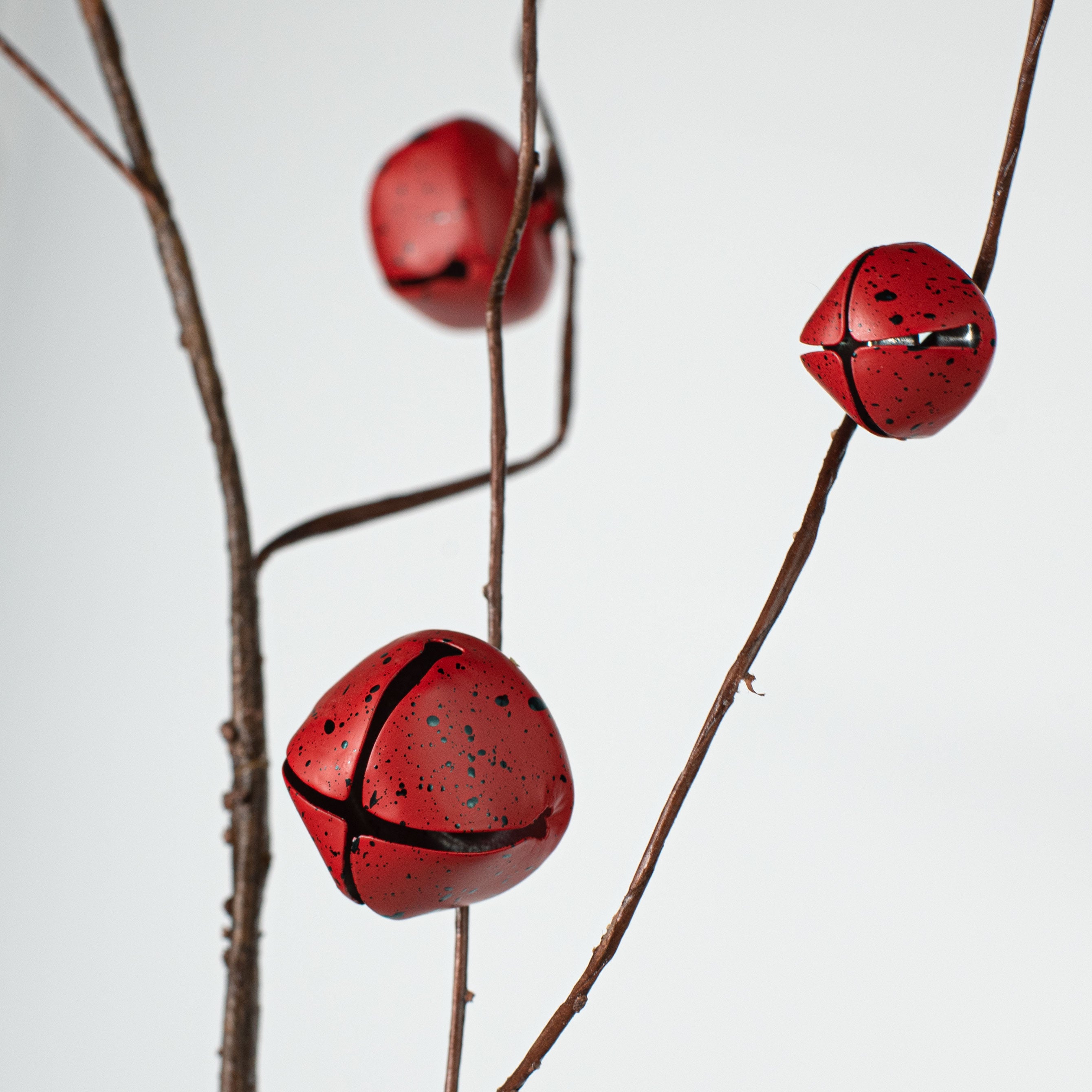 30" Jingle Bell Curly Twig Spray: Red detail photo 3
