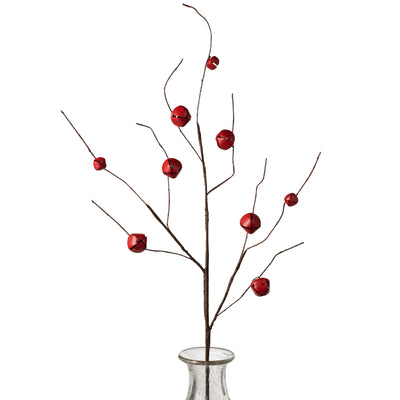30" Jingle Bell Curly Twig Spray: Red Item Number: XC424348