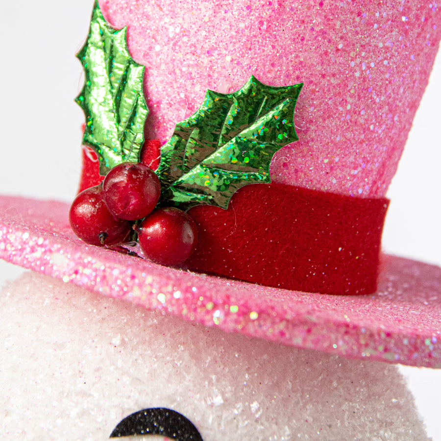 23" Joyful Snowman Head Spray: Pink Lifestyle Photo