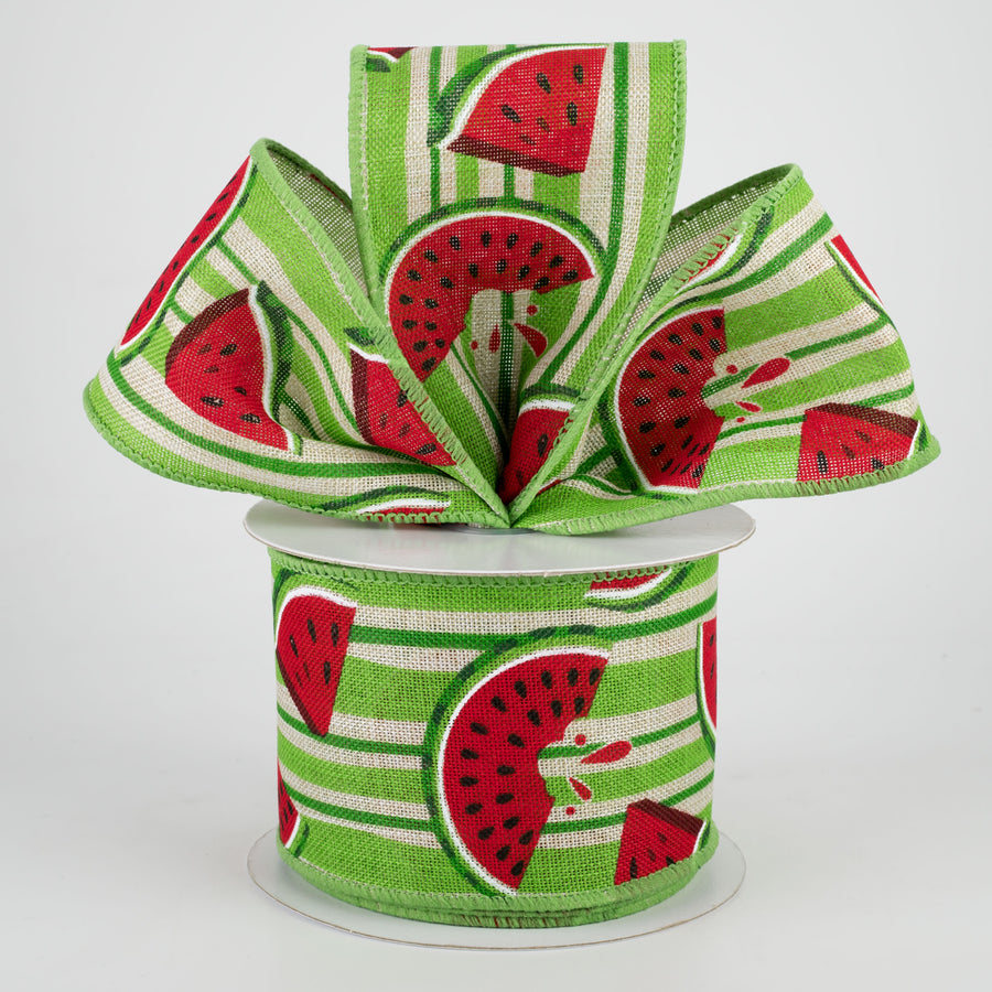 2.5" Juicy Watermelons Stripe Ribbon (10 Yards) Lifestyle Photo