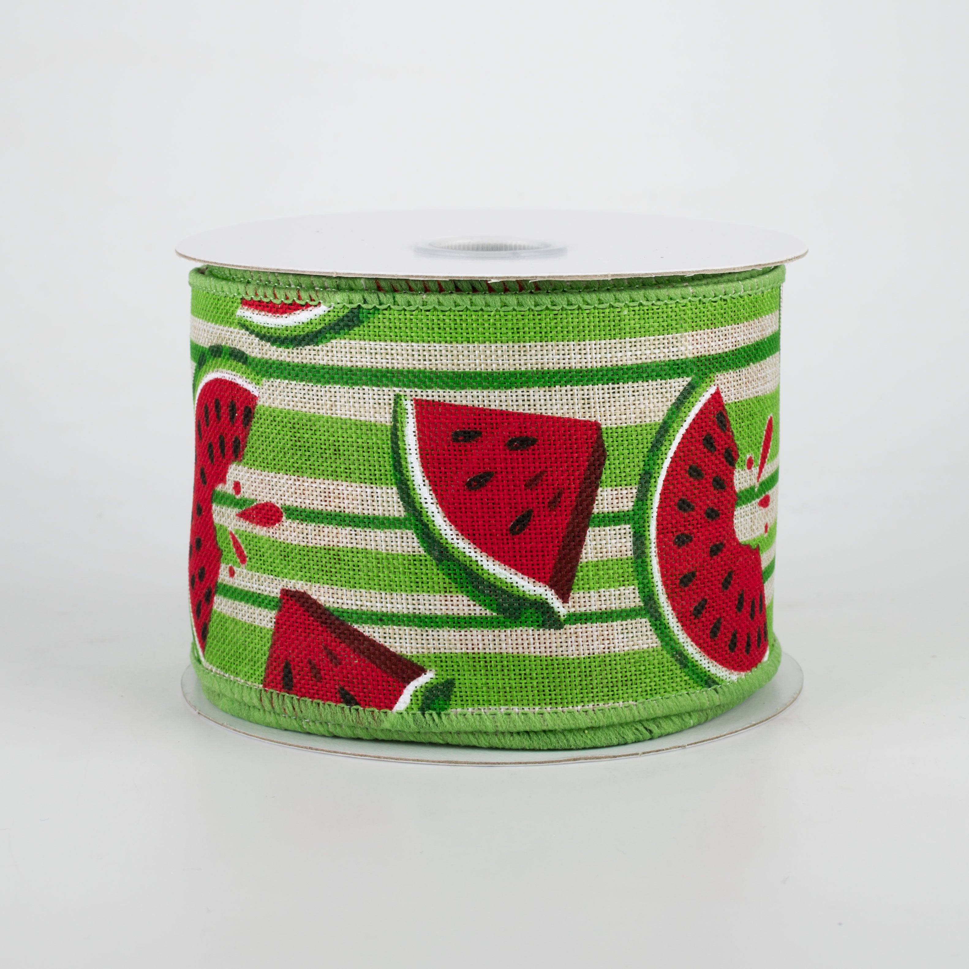 2.5" Juicy Watermelons Stripe Ribbon: Light Natural (10 Yards)