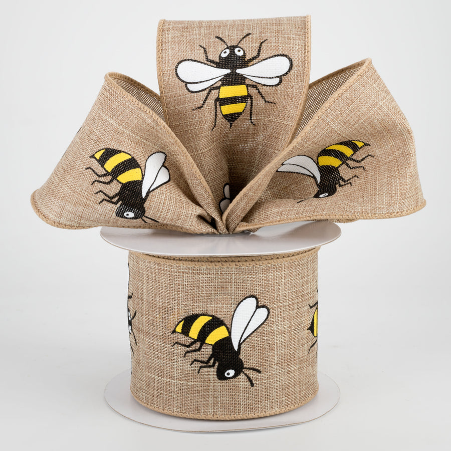 2.5" Jumbo Bumble Bee Ribbon: Natural (10 Yards) Lifestyle Photo