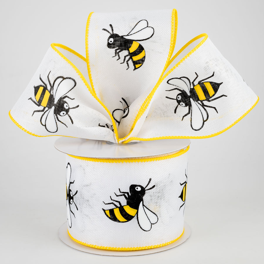 2.5" Jumbo Bumble Bee Ribbon: White (10 Yards) Lifestyle Photo