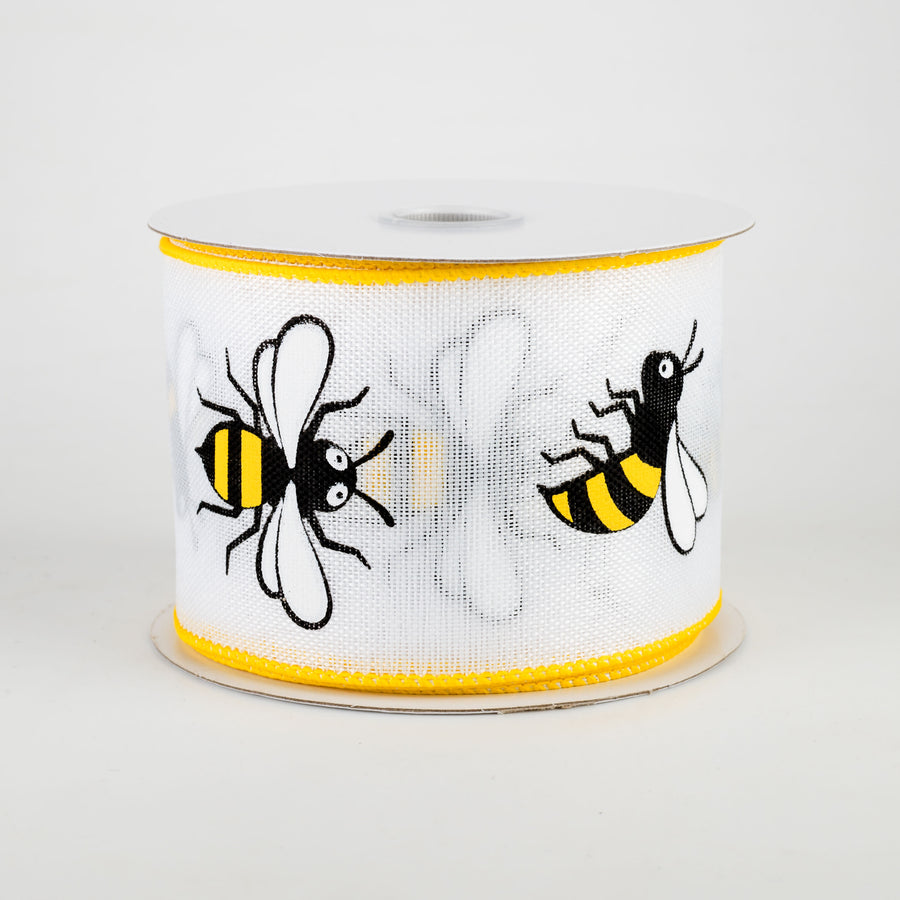 2.5" Jumbo Bumble Bee Ribbon: White (10 Yards)