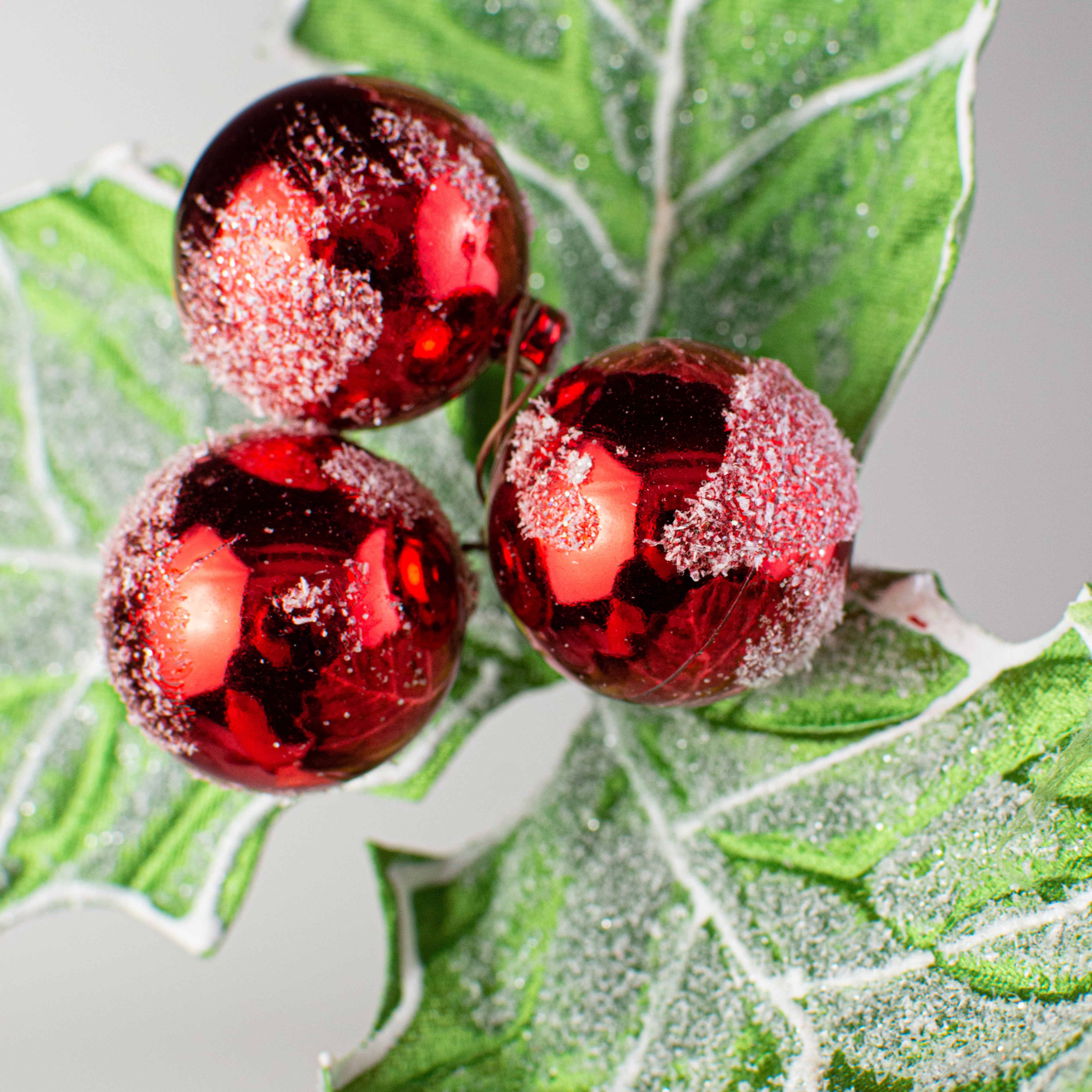 13" Jumbo Frost Holly Berry Pick: Green, Red, White Lifestyle Photo