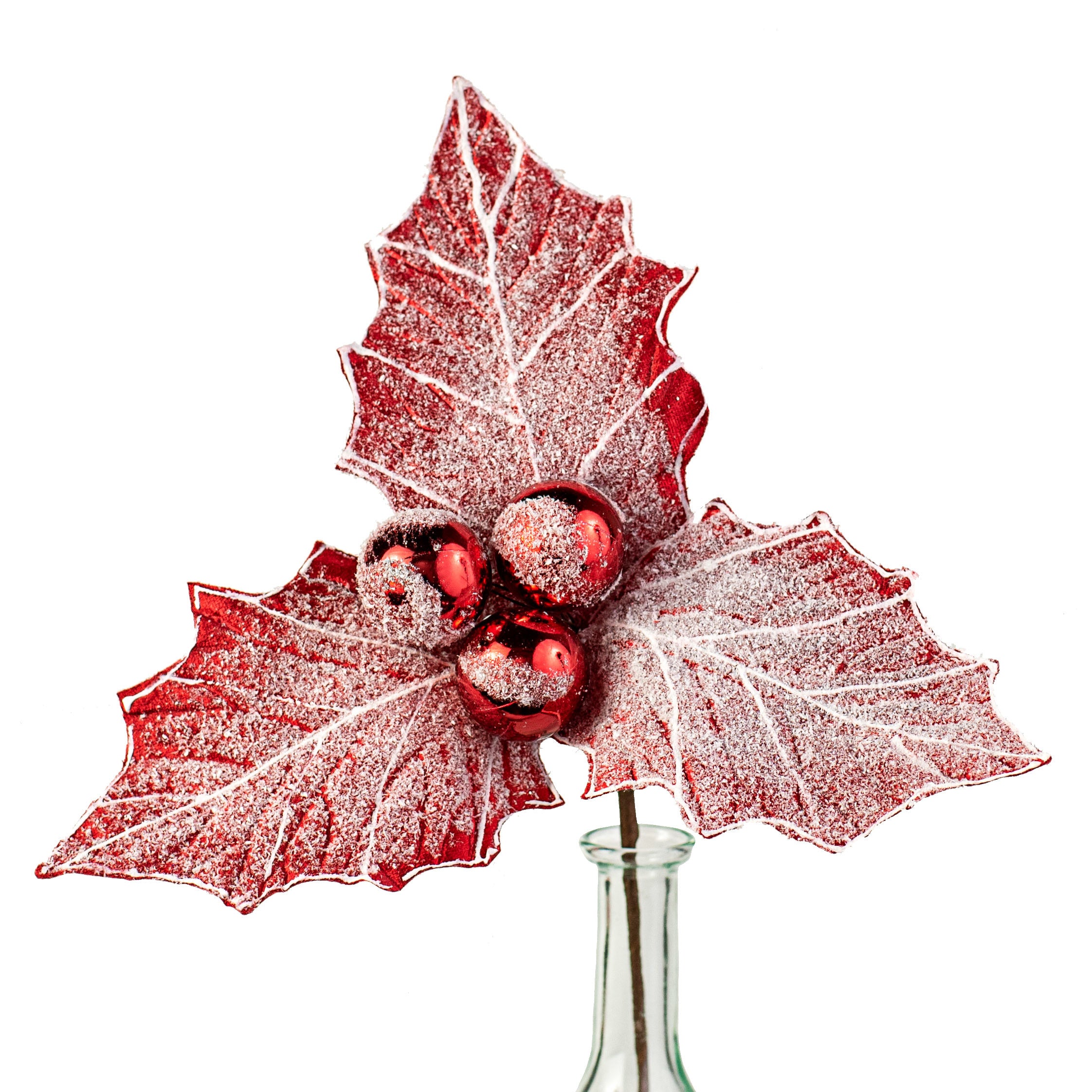 13" Jumbo Frost Holly Berry Pick: Red & White Item Number: 131153