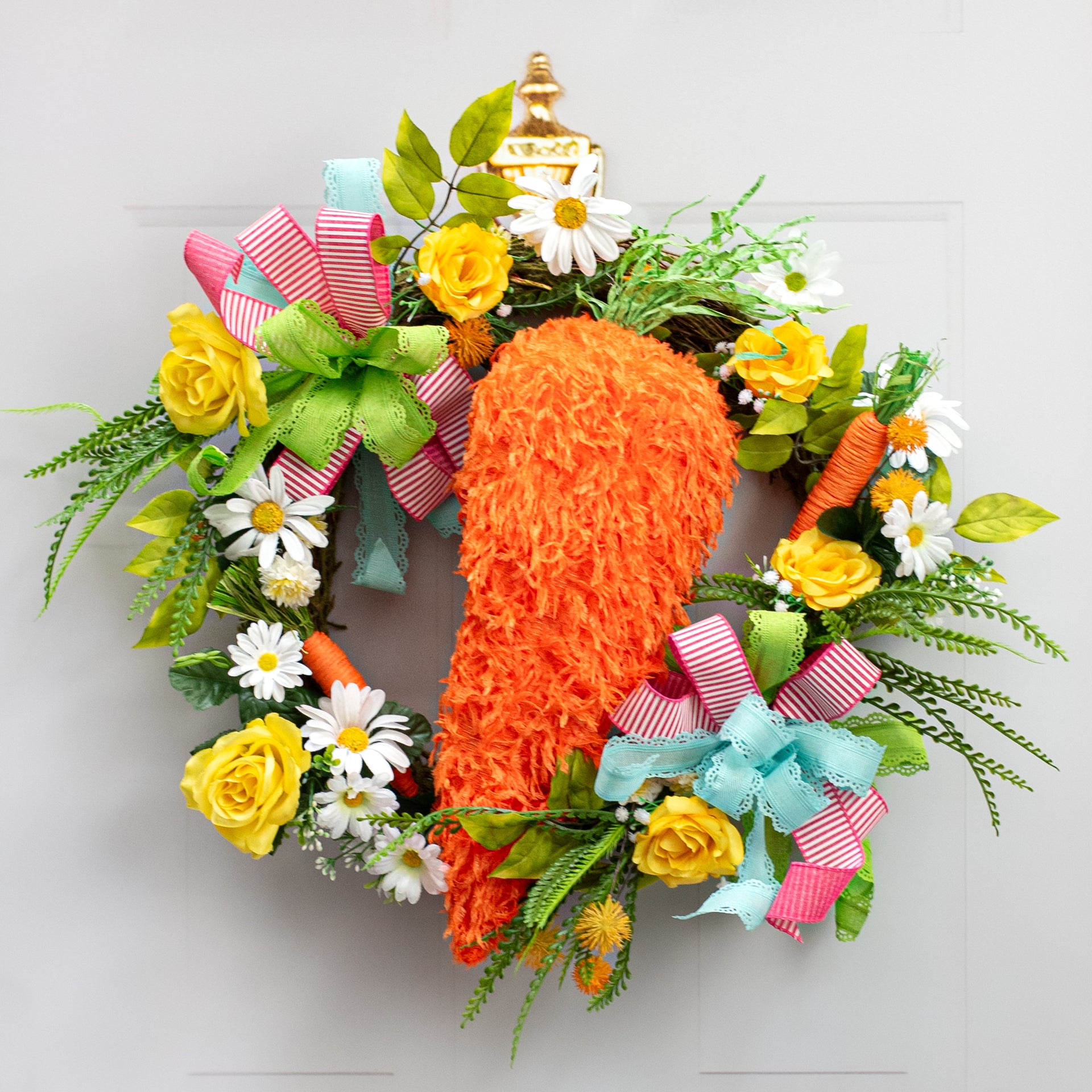 24" Jumbo Furry Fabric Carrot Wreath Accent Lifestyle Photo