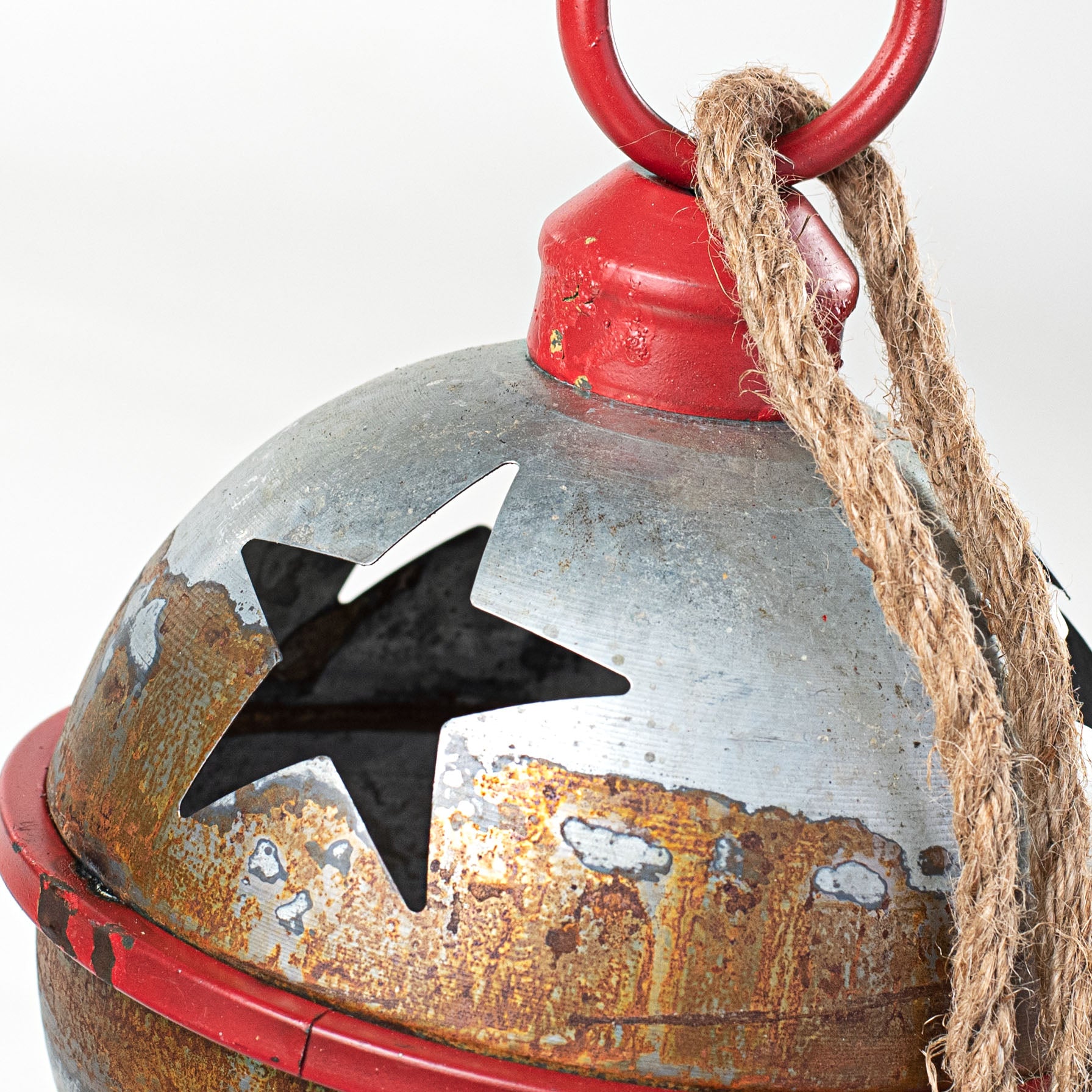 7" Jumbo Jingle Bell: Galvanized, Rust, Red detail photo 3