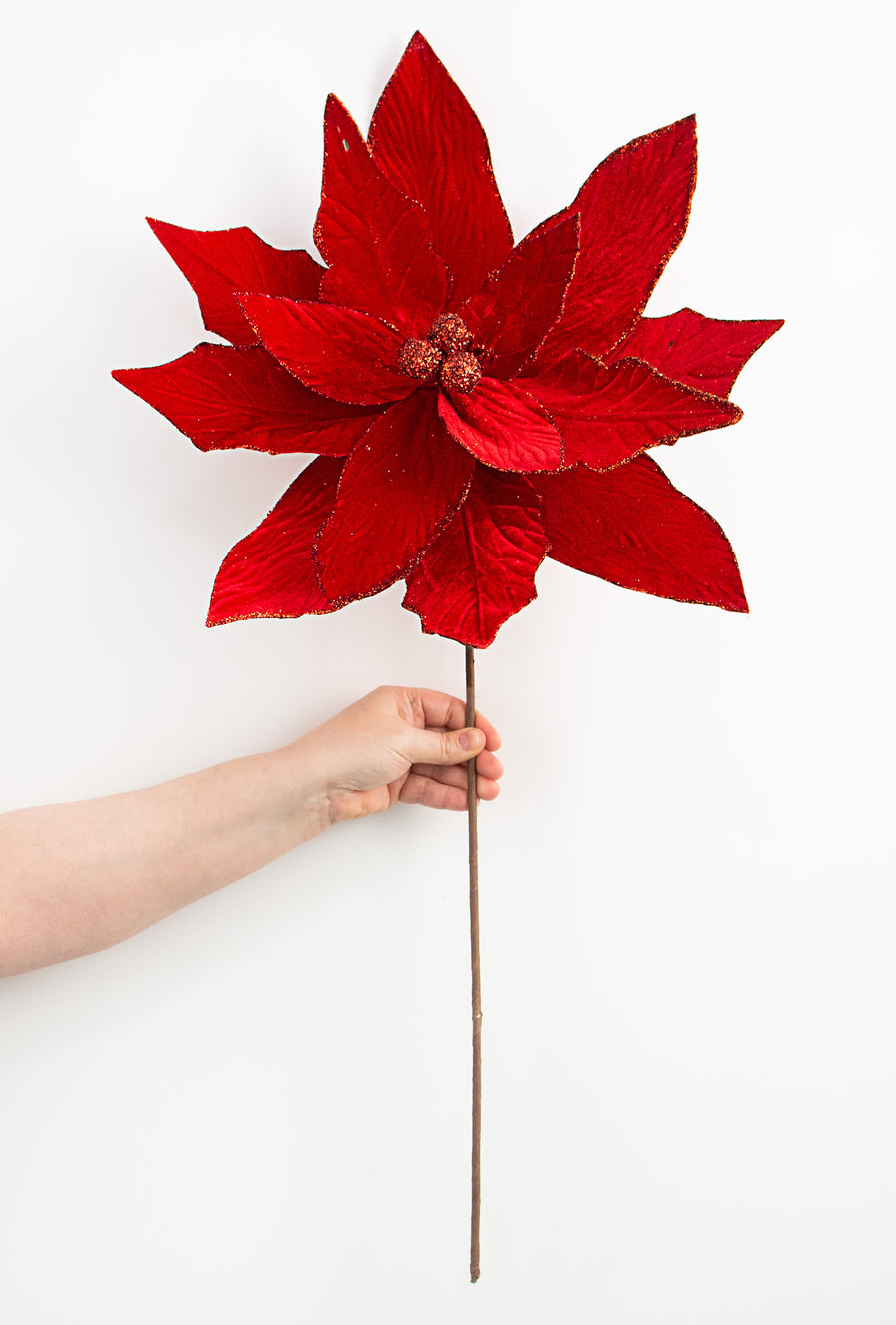 18" x 24" Jumbo Poinsettia Stem: Red detail photo 3