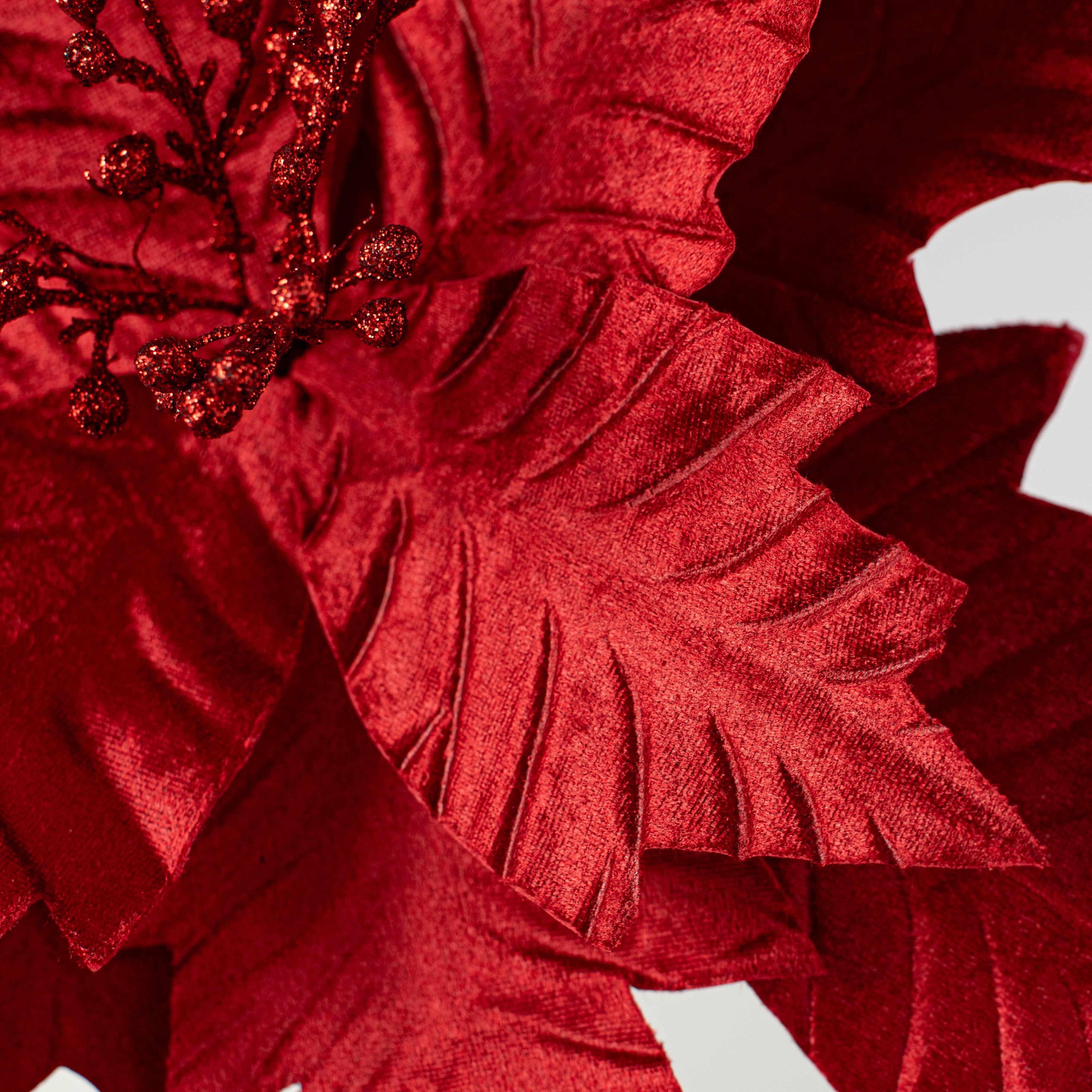 24" Jumbo Poinsettia Stem: Red detail photo 4