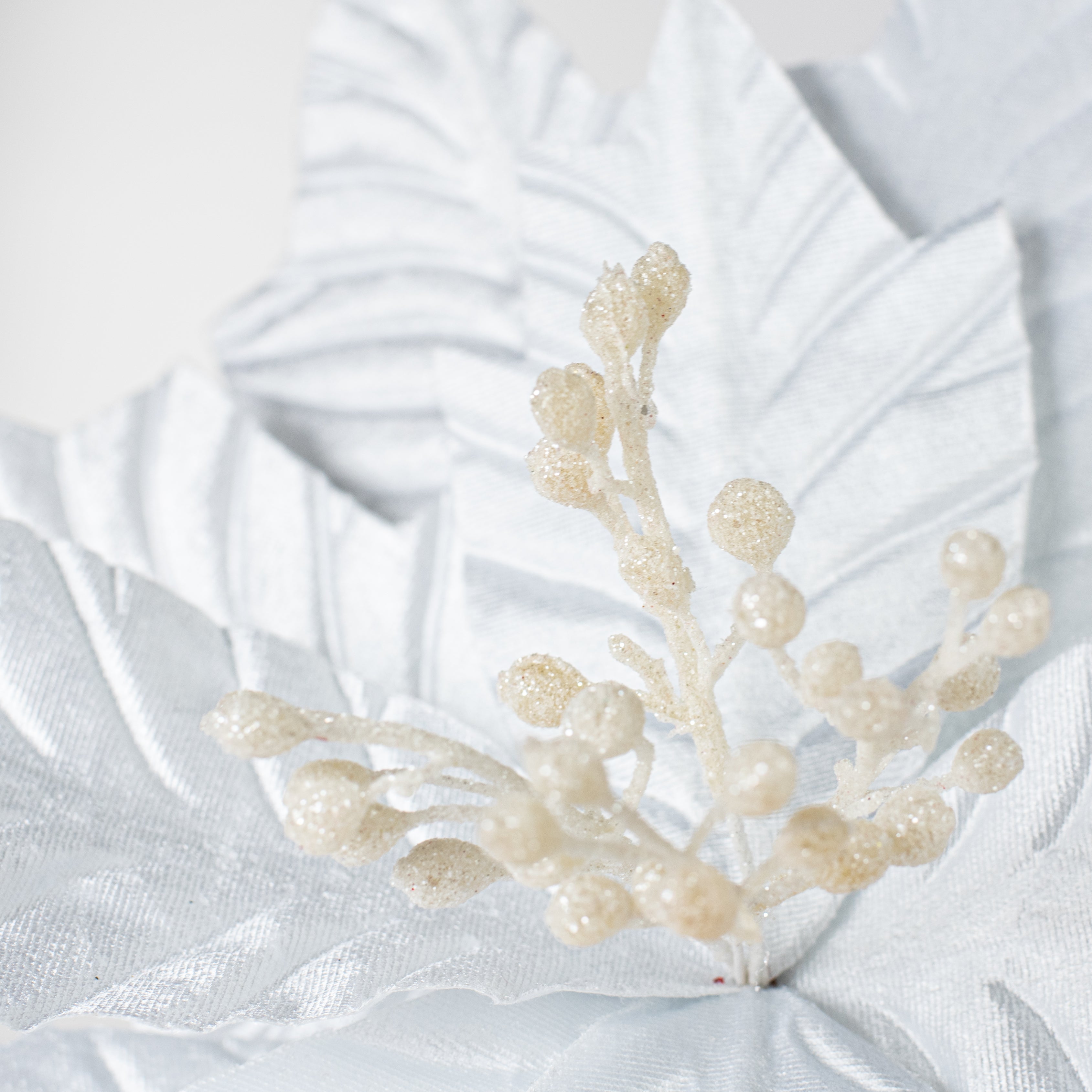 24" Jumbo Poinsettia Stem: White detail photo 4