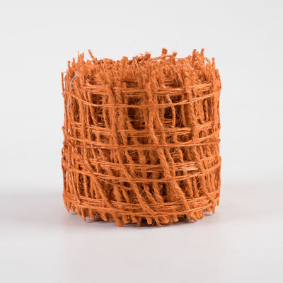 2.5" Jute Check Weave Ribbon: Autumn Orange (10 Yards)