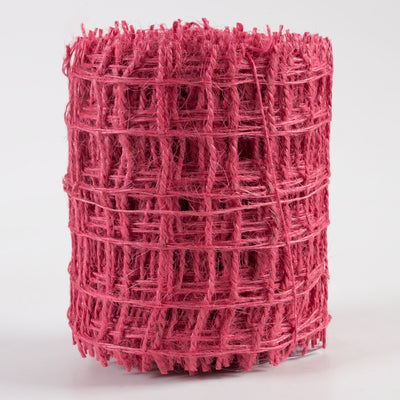 4" Jute Check Weave Ribbon: Hot Pink (10 Yards)