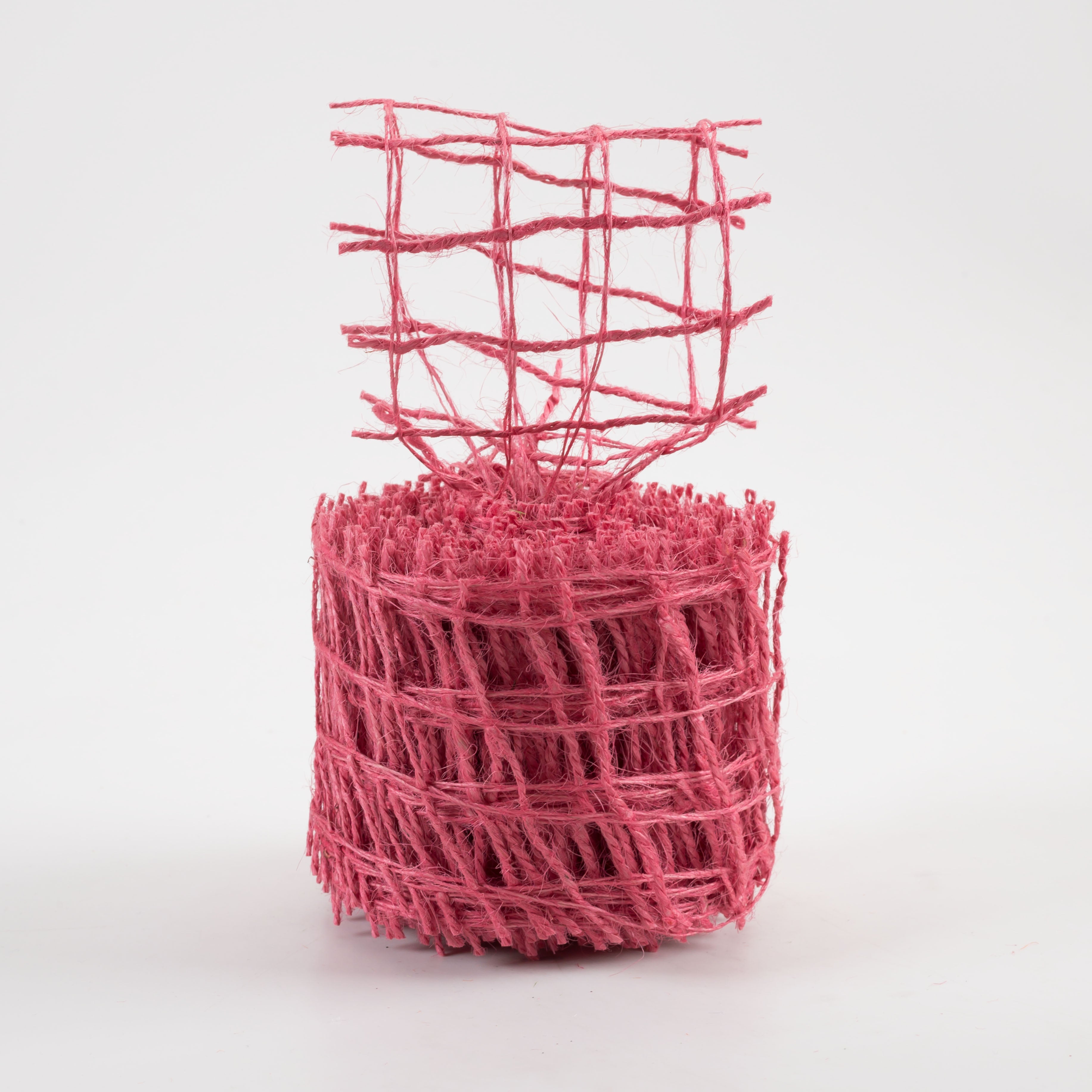 2.5" Jute Check Weave Ribbon: Hot Pink (10 Yards) Lifestyle Photo