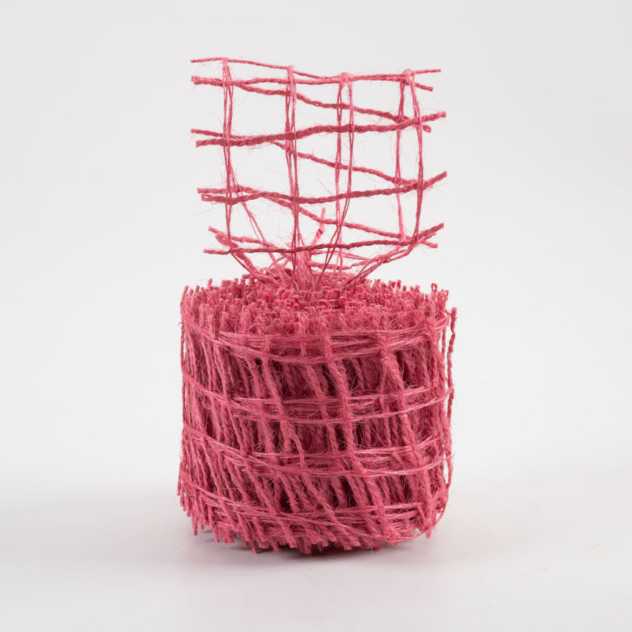 2.5" Jute Check Weave Ribbon: Hot Pink (10 Yards) Lifestyle Photo