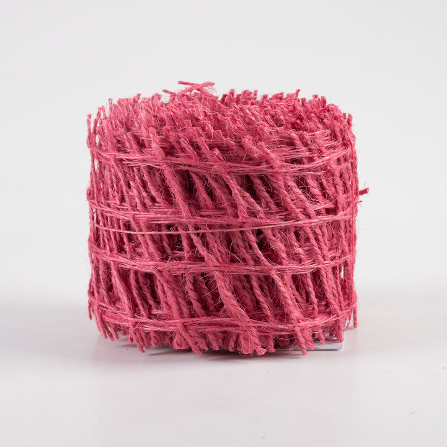 2.5" Jute Check Weave Ribbon: Hot Pink (10 Yards)