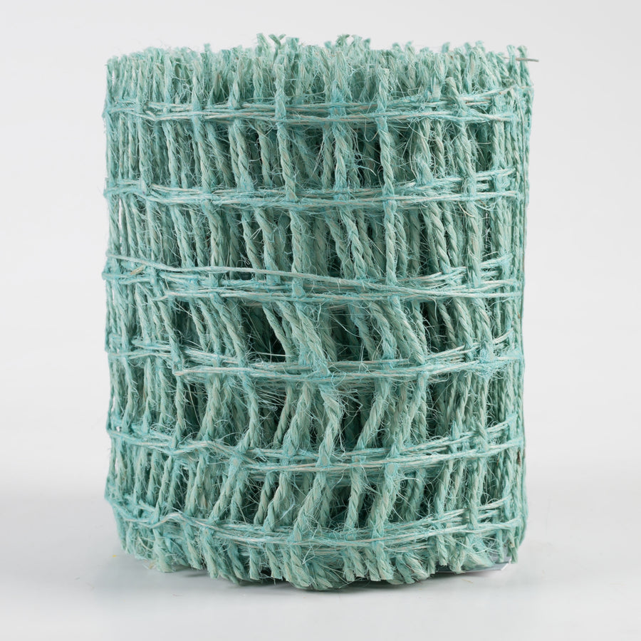4" Jute Check Weave Ribbon: Ice Blue (10 Yards)