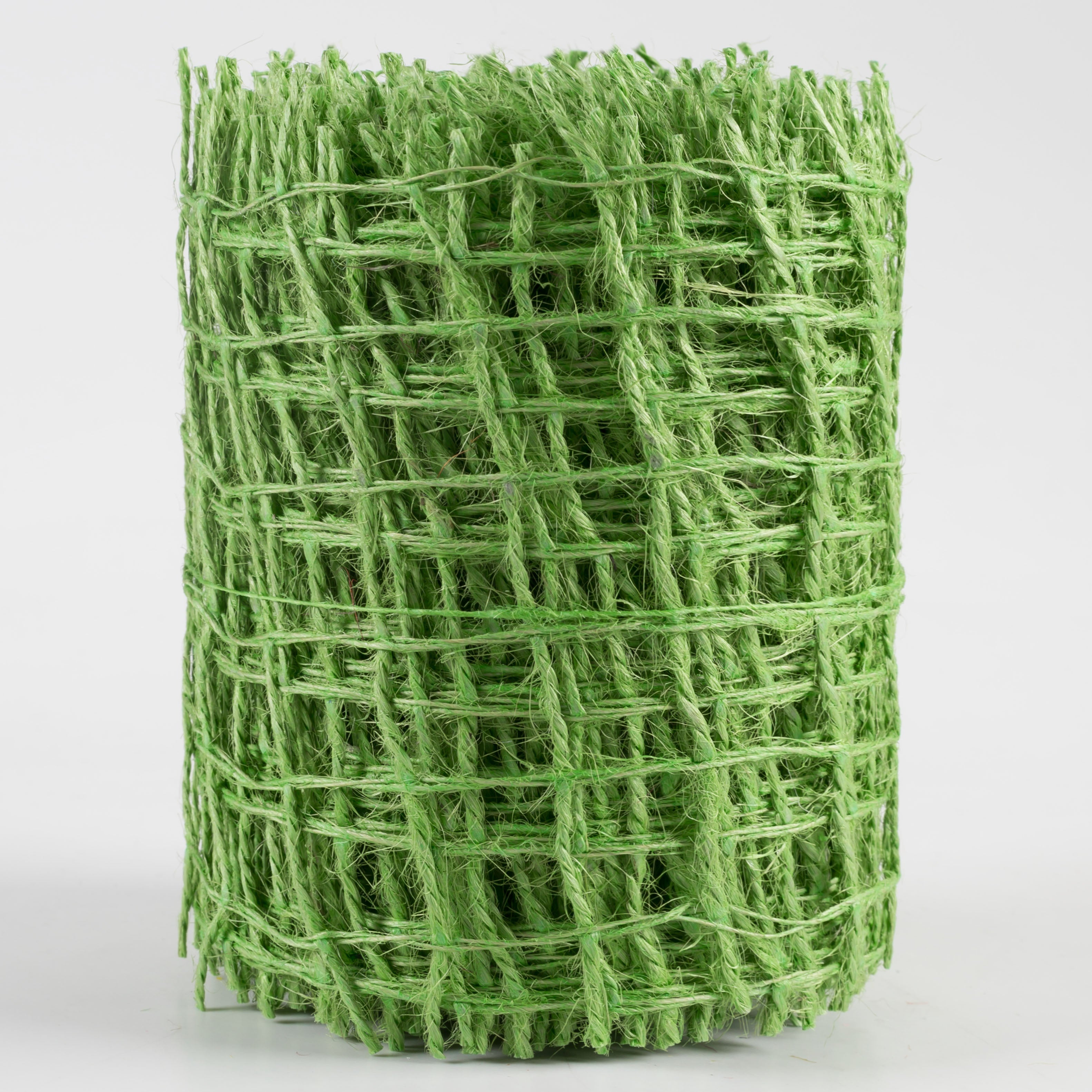 4" Jute Check Weave Ribbon: Lime Green (10 Yards)